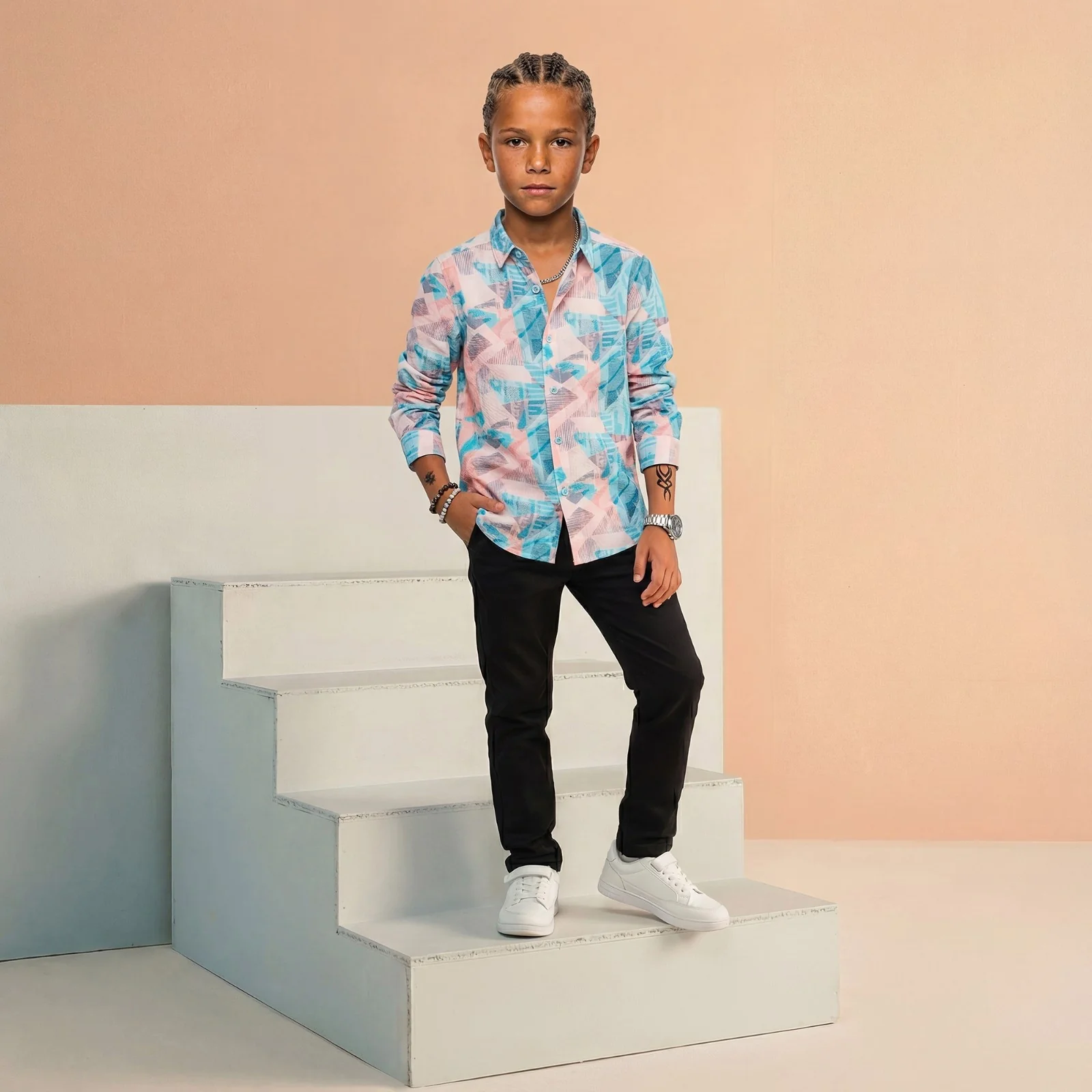 Kid's Multicolor Regular Fit Shirts - Image 3