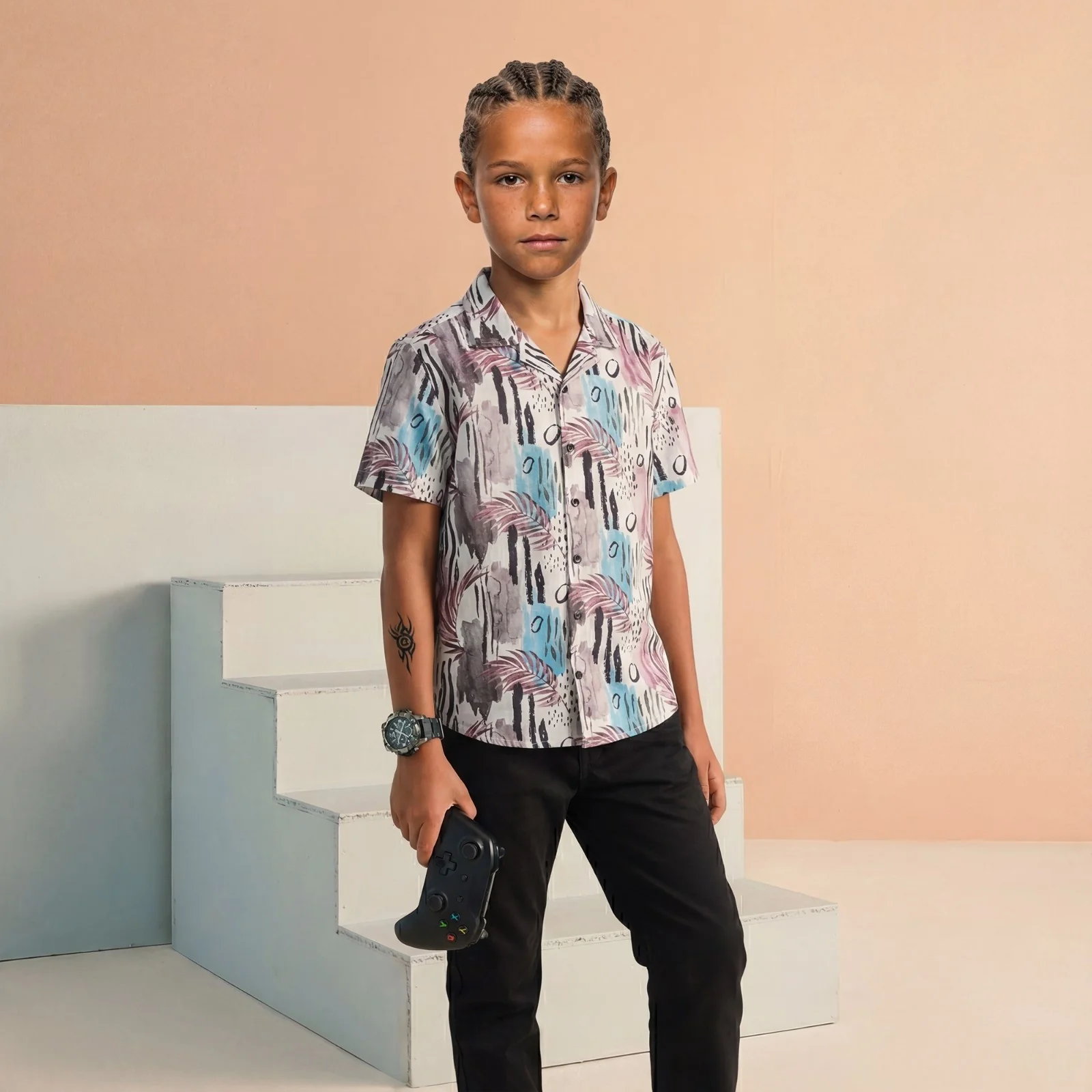 Kid's White Regular Fit Shirts - Image 3