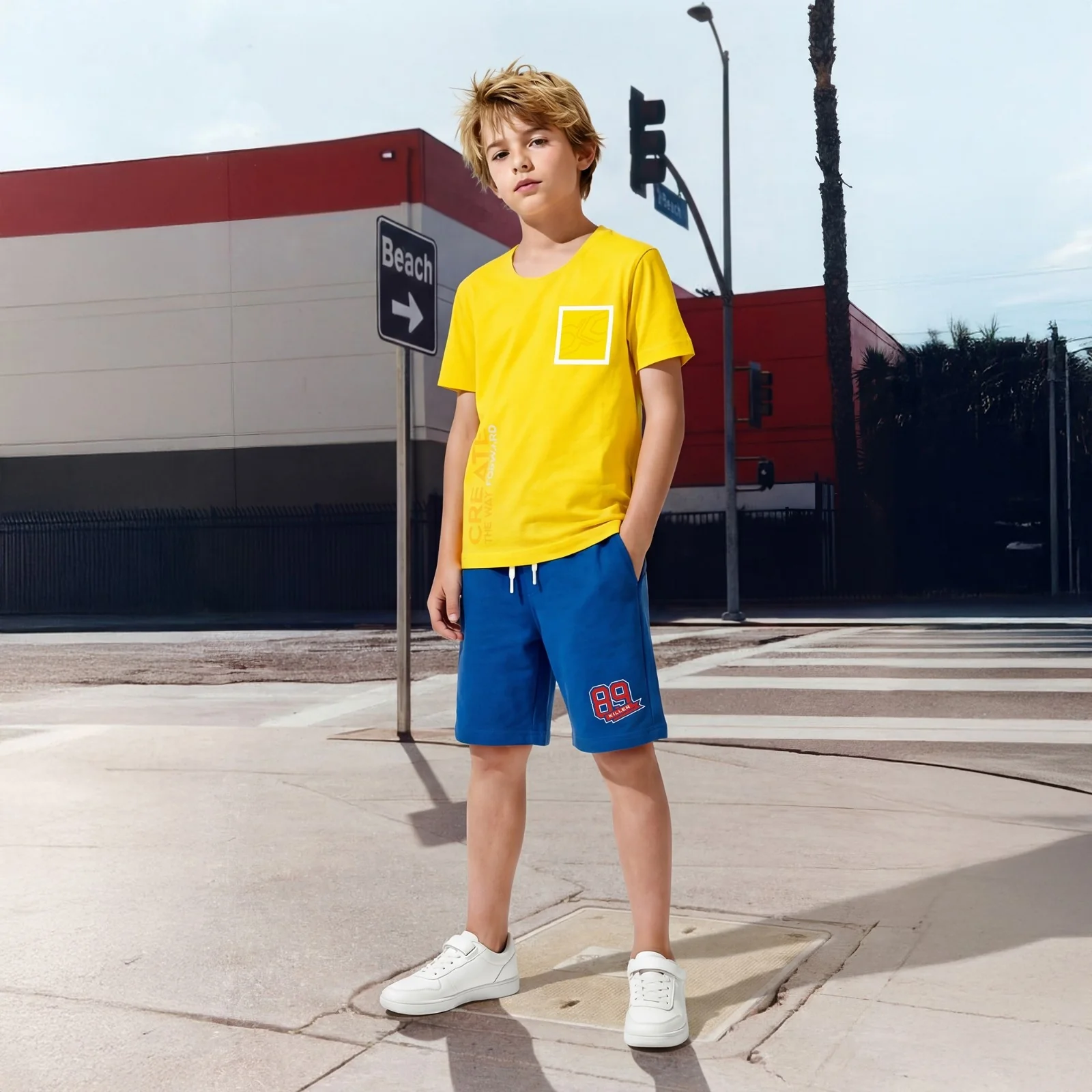 Kid's Yellow Slim Fit Printed T-Shirts - Image 3