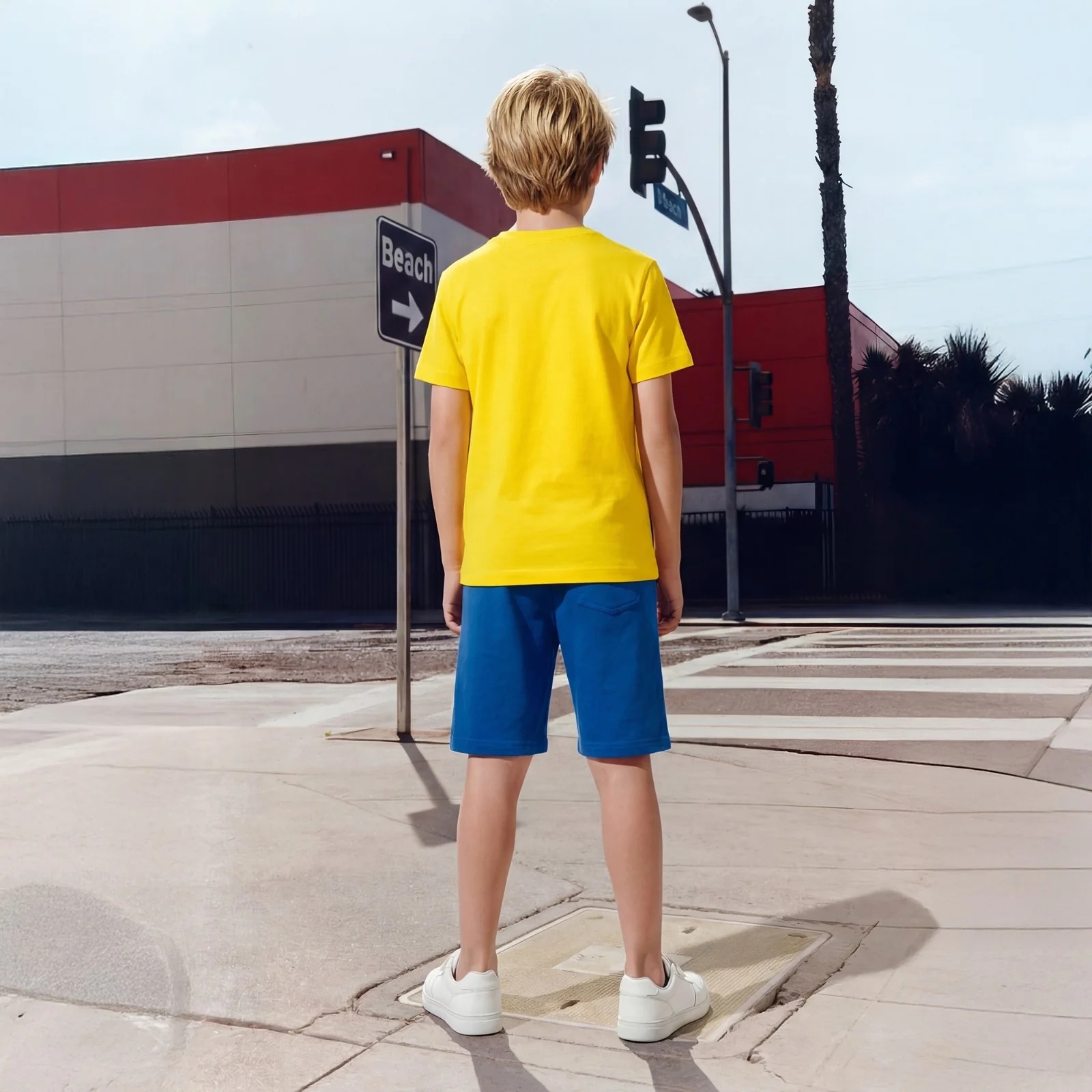 Kid's Yellow Slim Fit Printed T-Shirts - Image 4