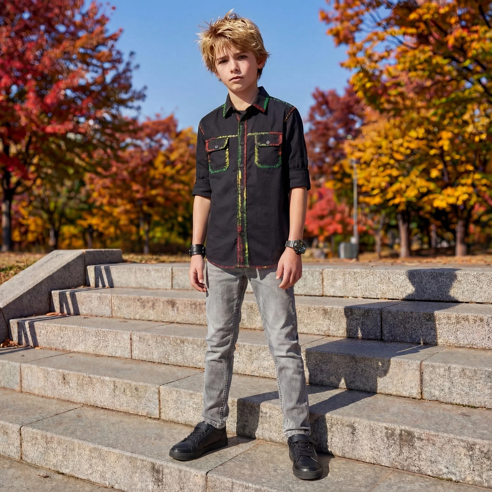 Kid's Black Regular Fit Shirts - Image 3