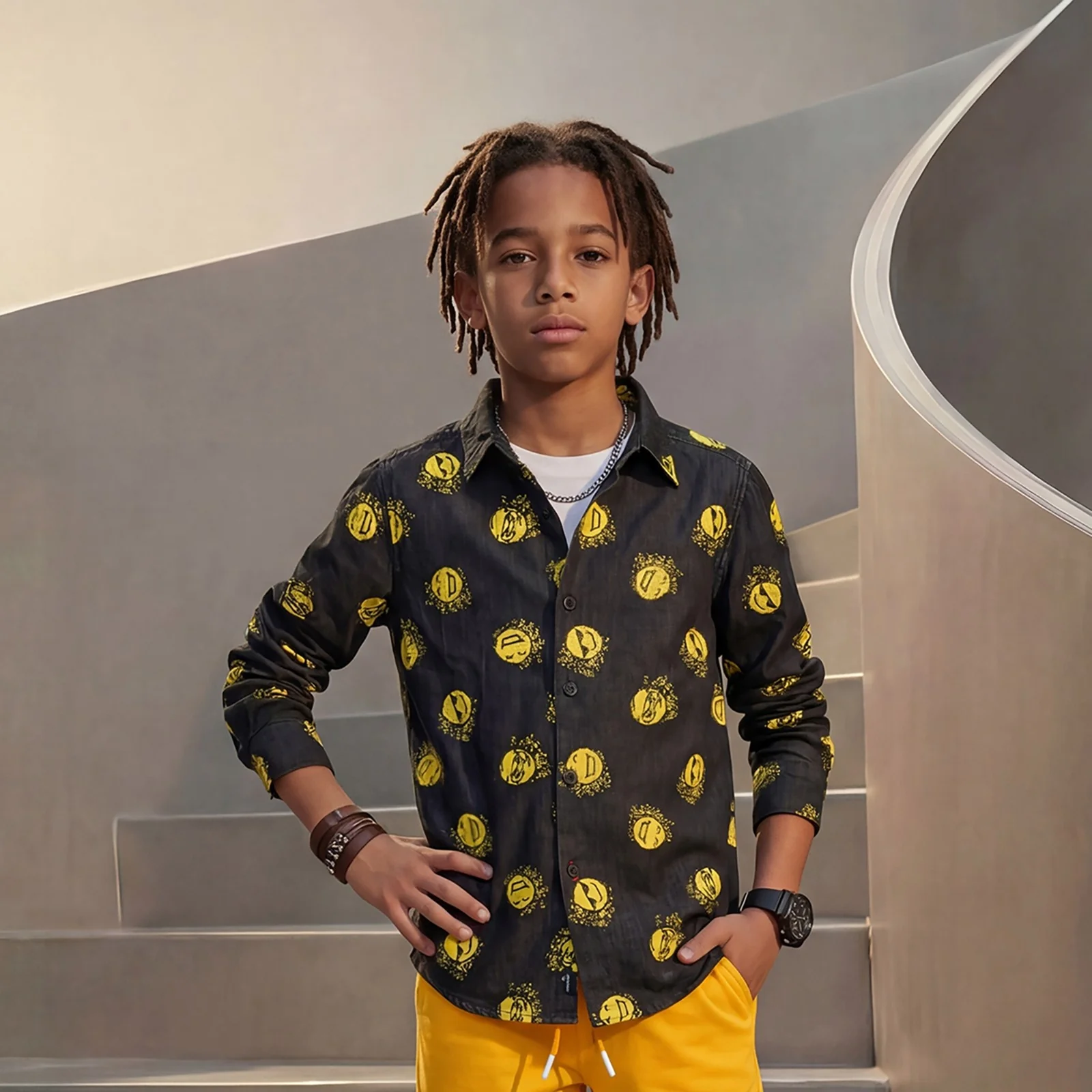 Kid's Black Regular Fit Shirts