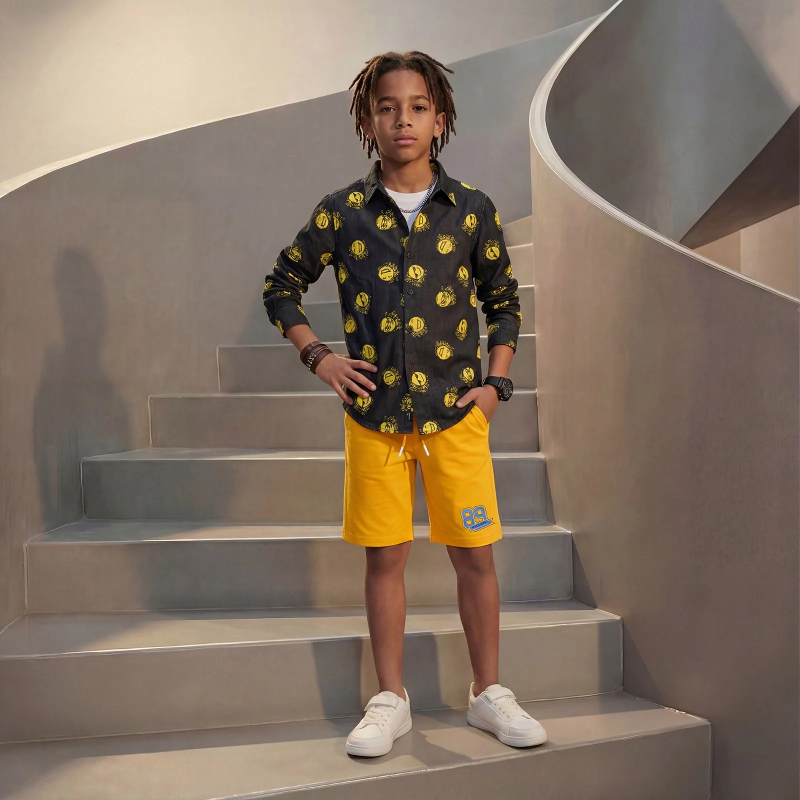 Kid's Black Regular Fit Shirts - Image 3