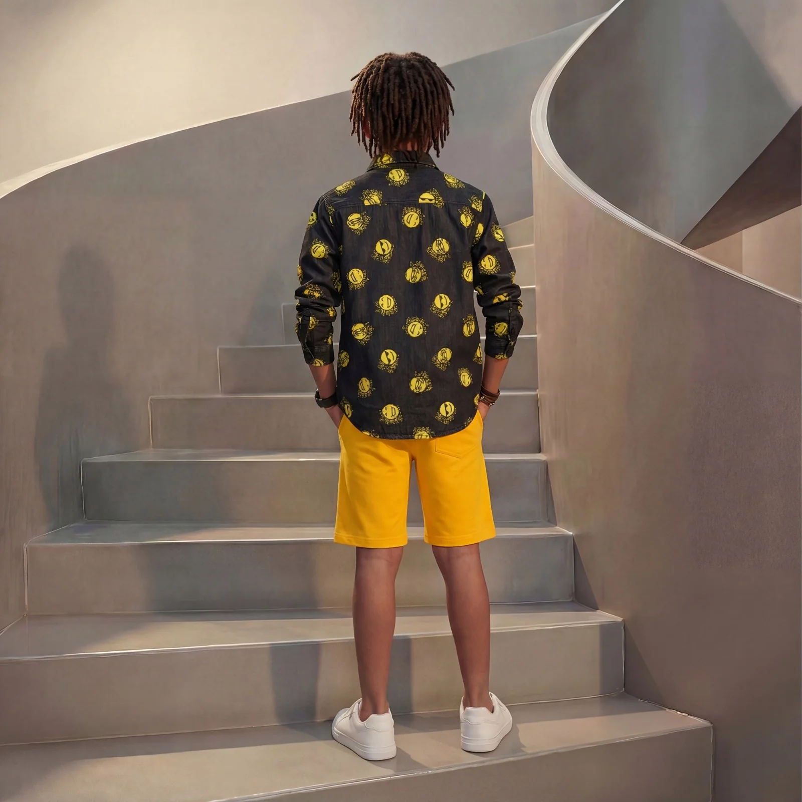 Kid's Black Regular Fit Shirts - Image 4