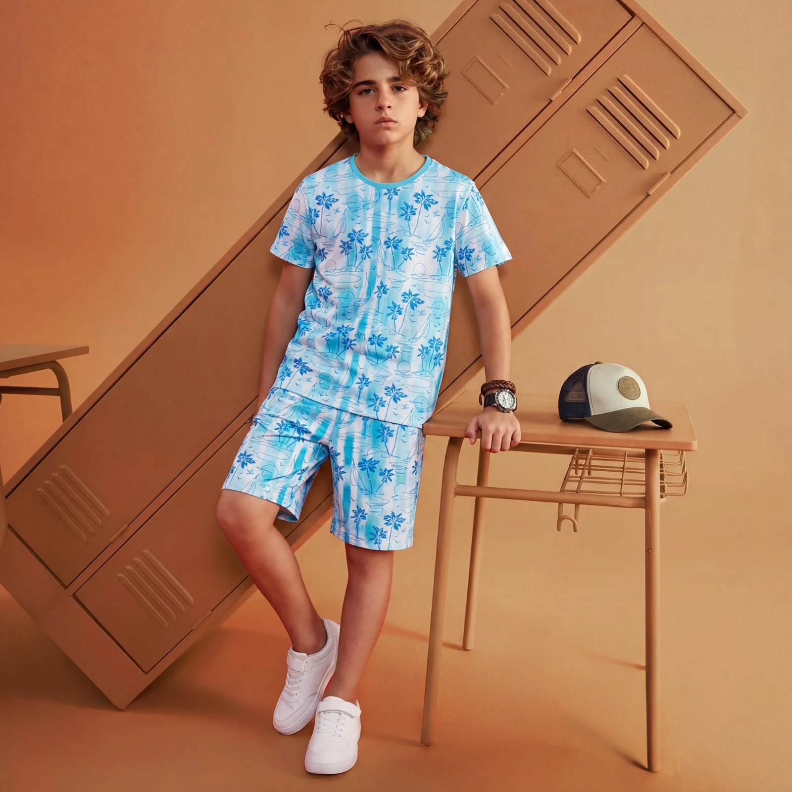 Kid's Blue Printed Shorts - Image 3