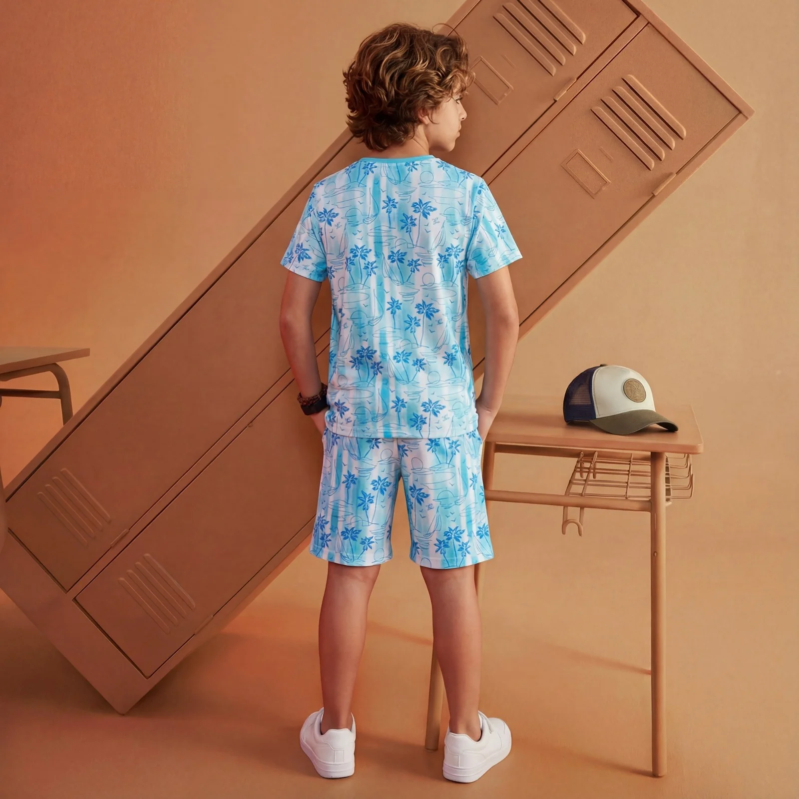 Kid's Blue Printed Shorts - Image 4