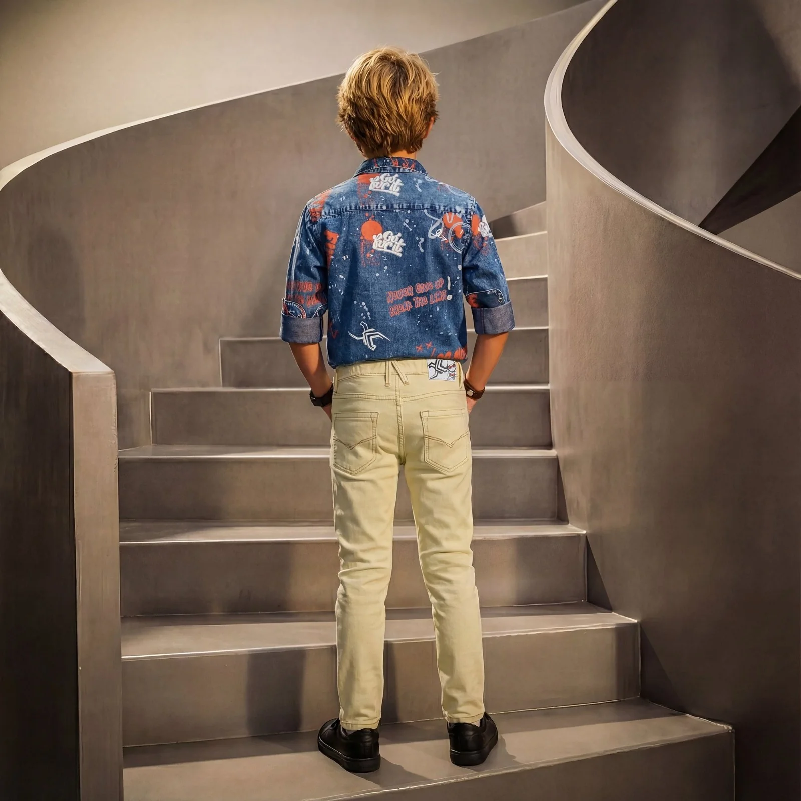 Kid's Blue Regular Fit Shirts - Image 4