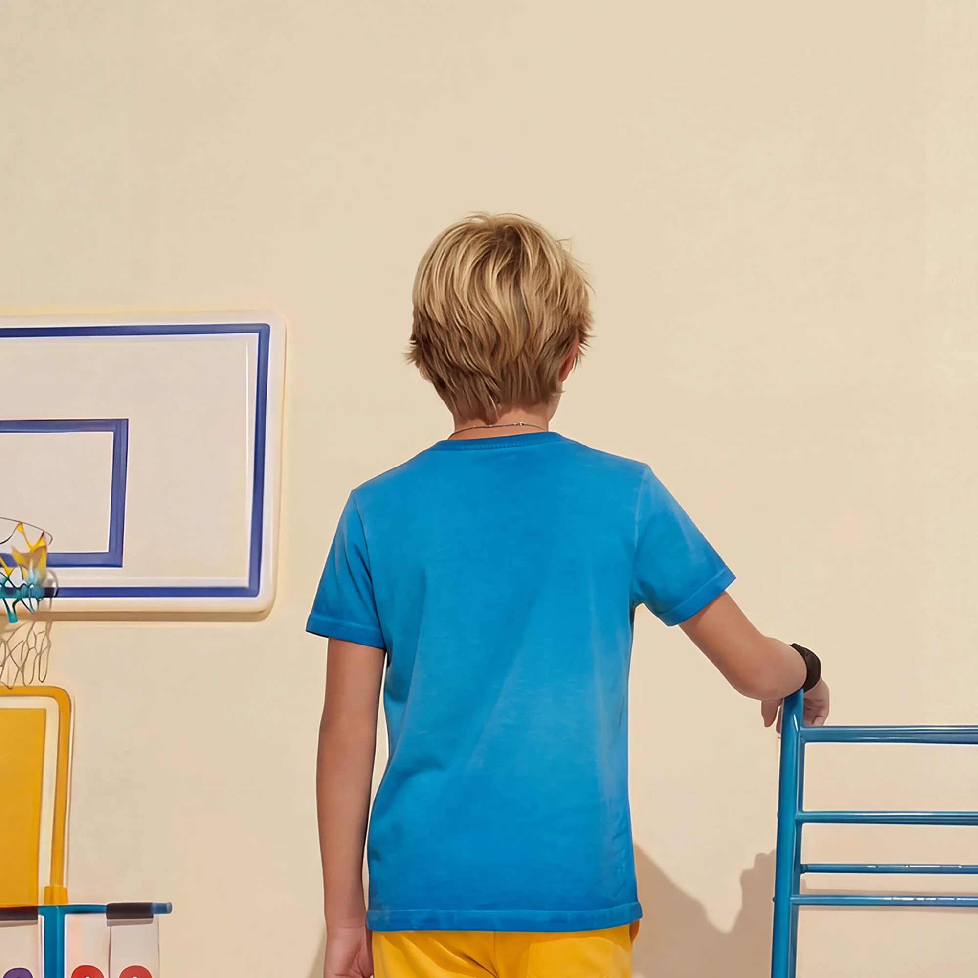 Kid's Blue Slim Fit Printed T-Shirts - Image 2