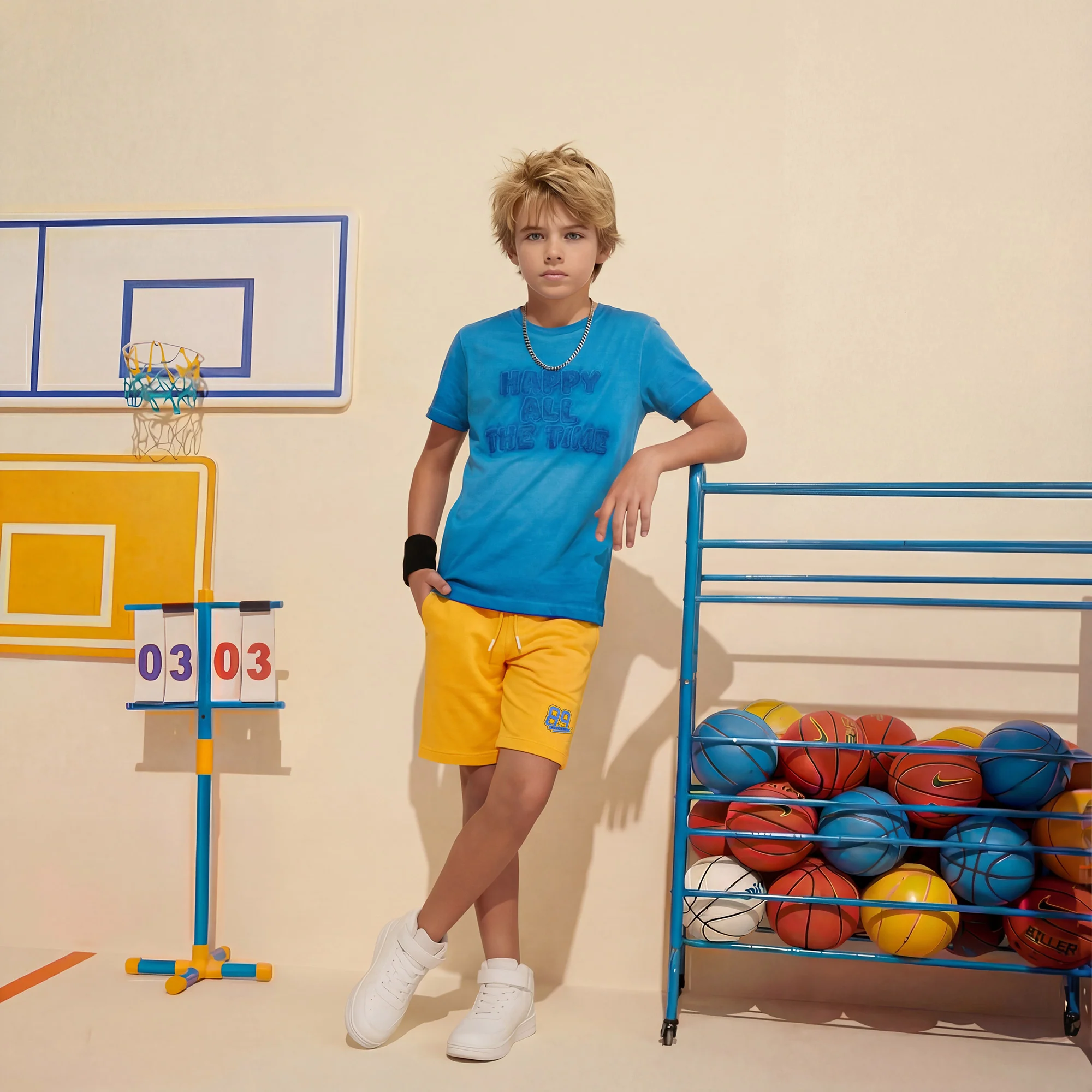Kid's Blue Slim Fit Printed T-Shirts - Image 3