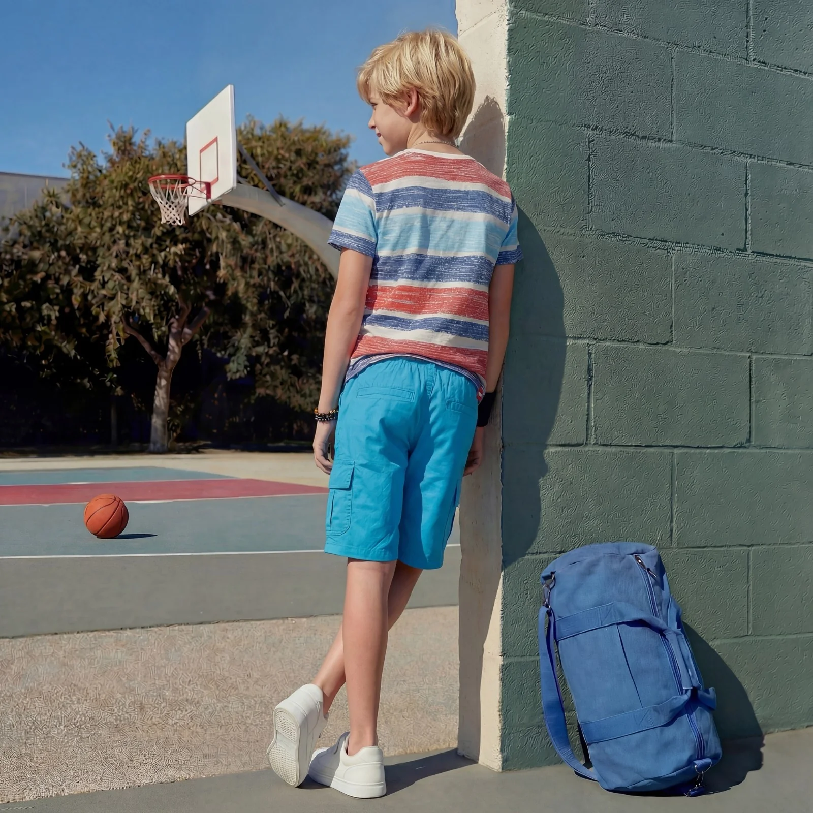 Kid's Blue Solid Shorts - Image 4