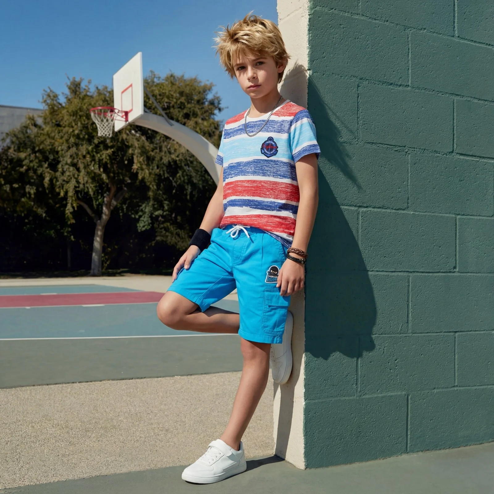 Kid's Blue Solid Shorts - Image 5