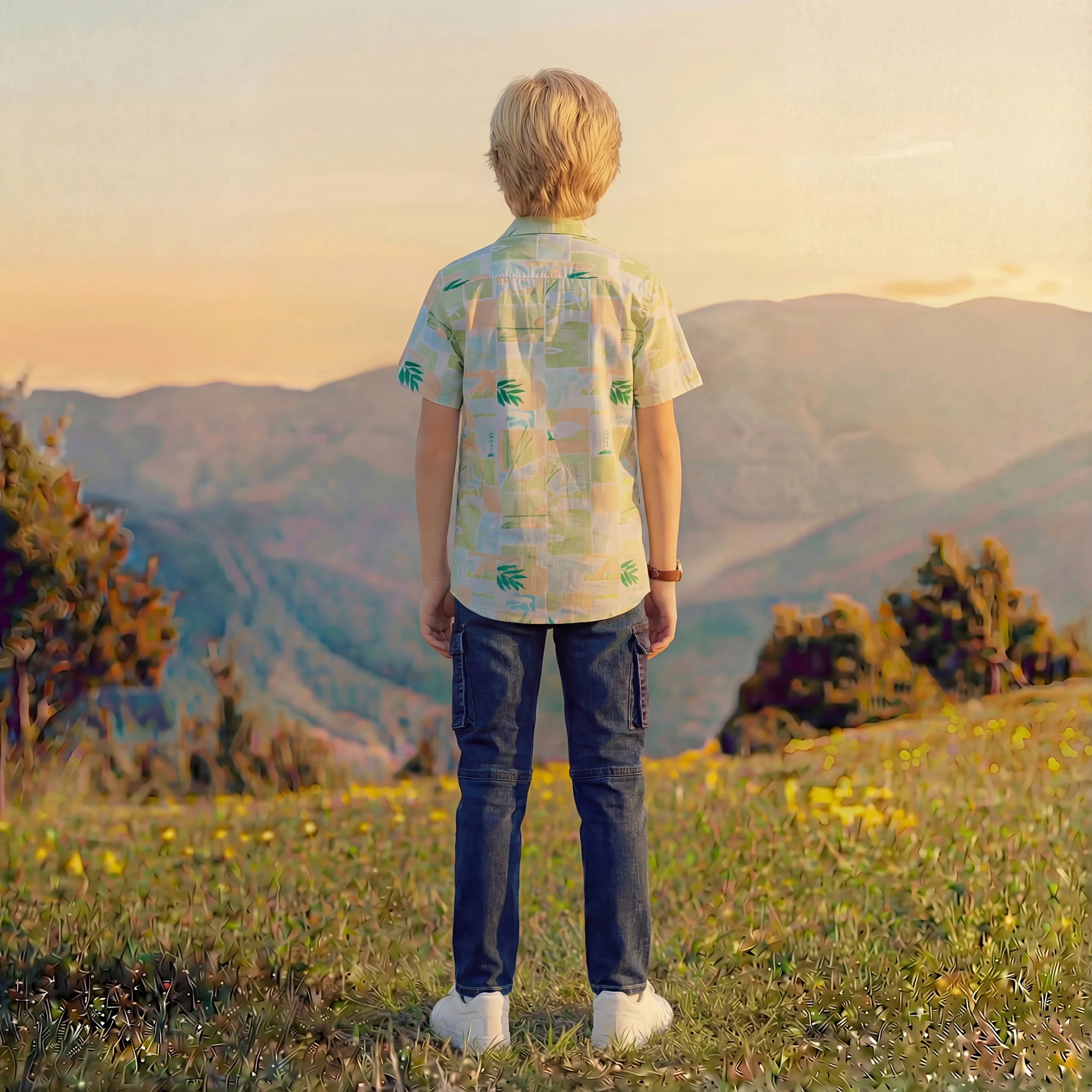 Kid's Green Regular Fit Shirts - Image 4