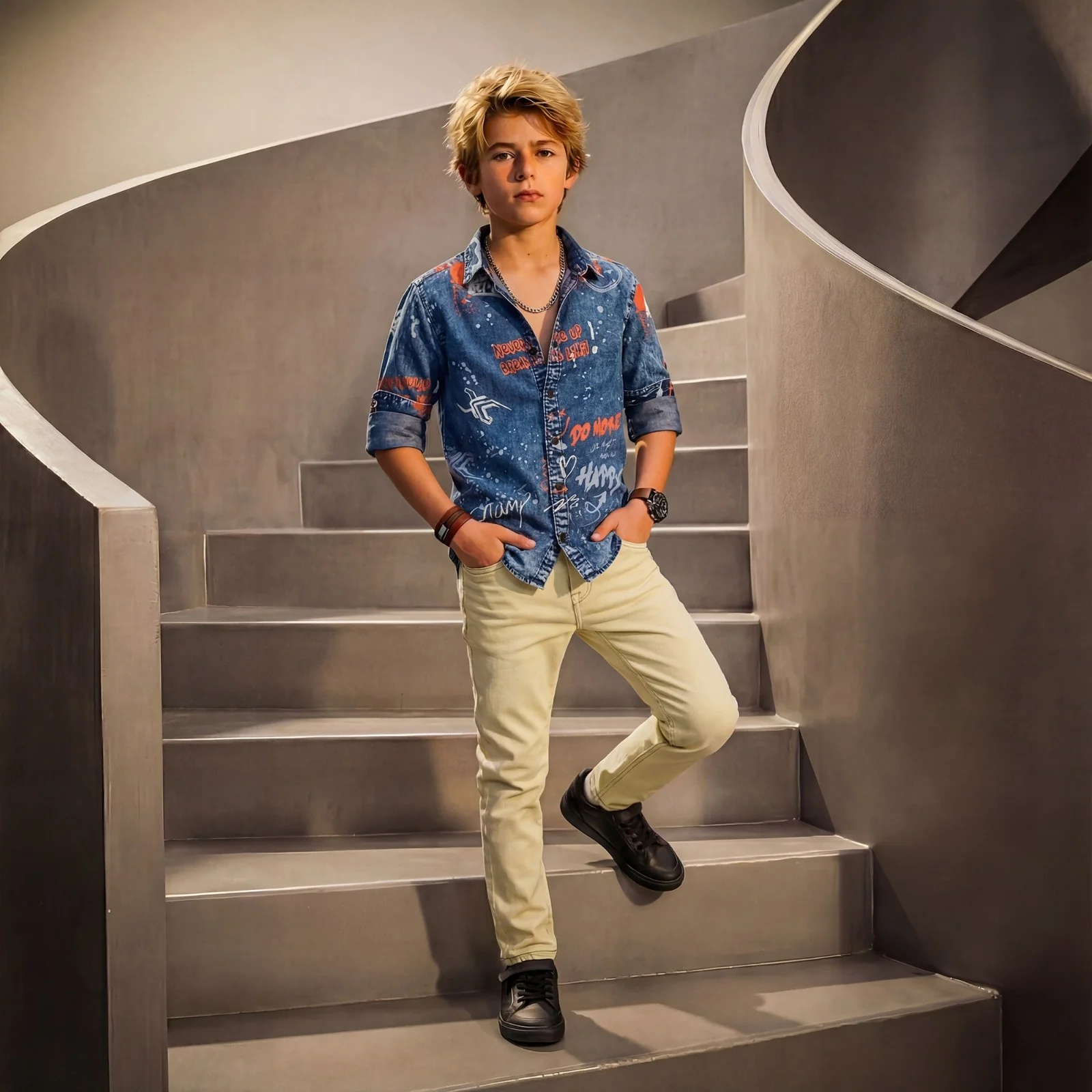 Kid's Green Slim Fit Jeans - Image 3