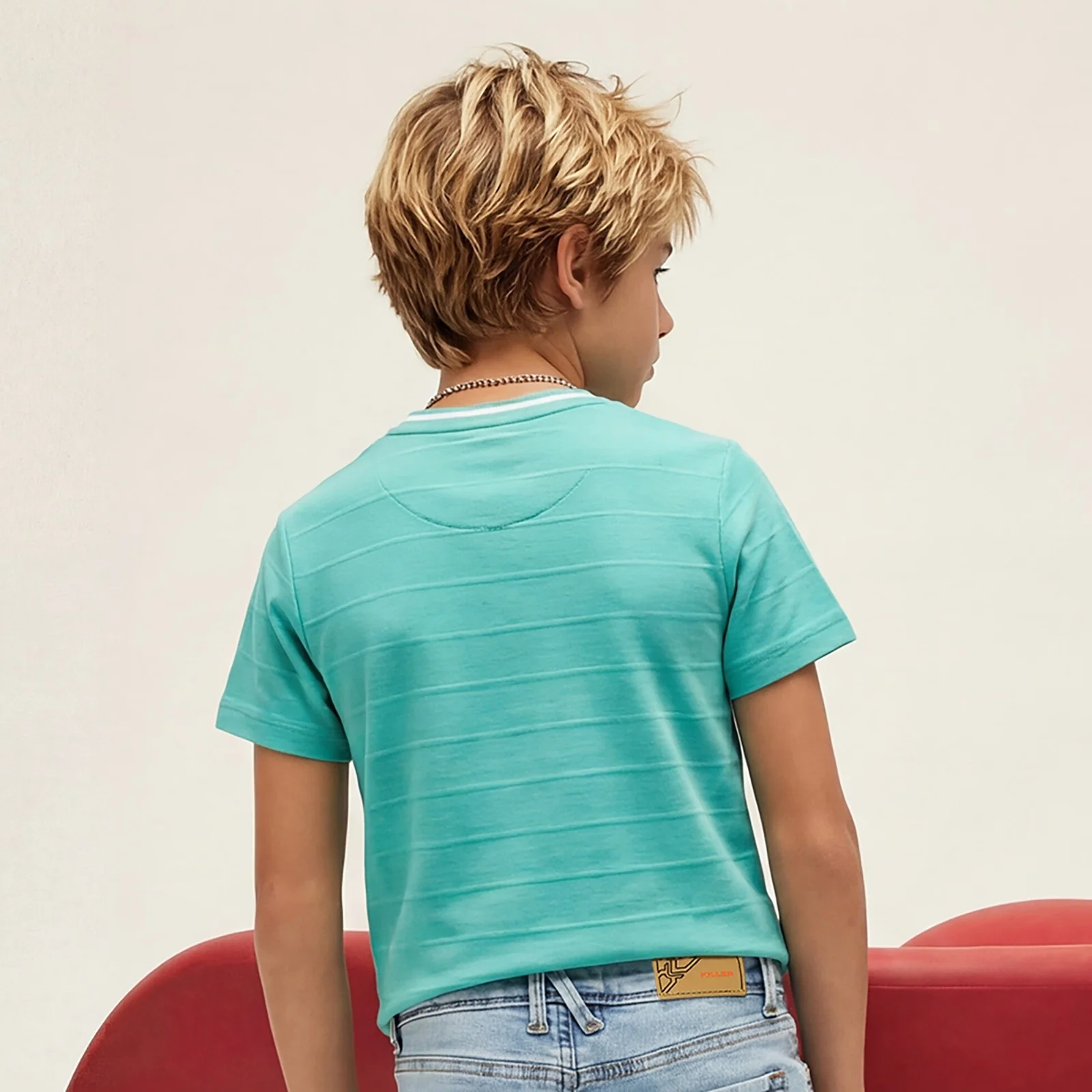 Kid's Green Slim Fit Printed T-Shirts - Image 2