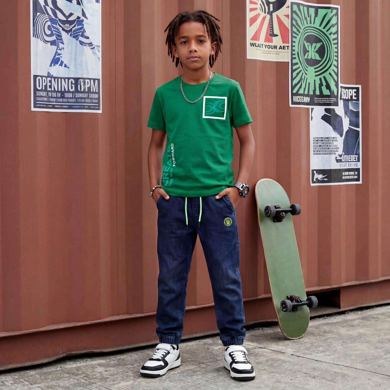 Kid's Green Slim Fit Printed T-Shirts - Image 3