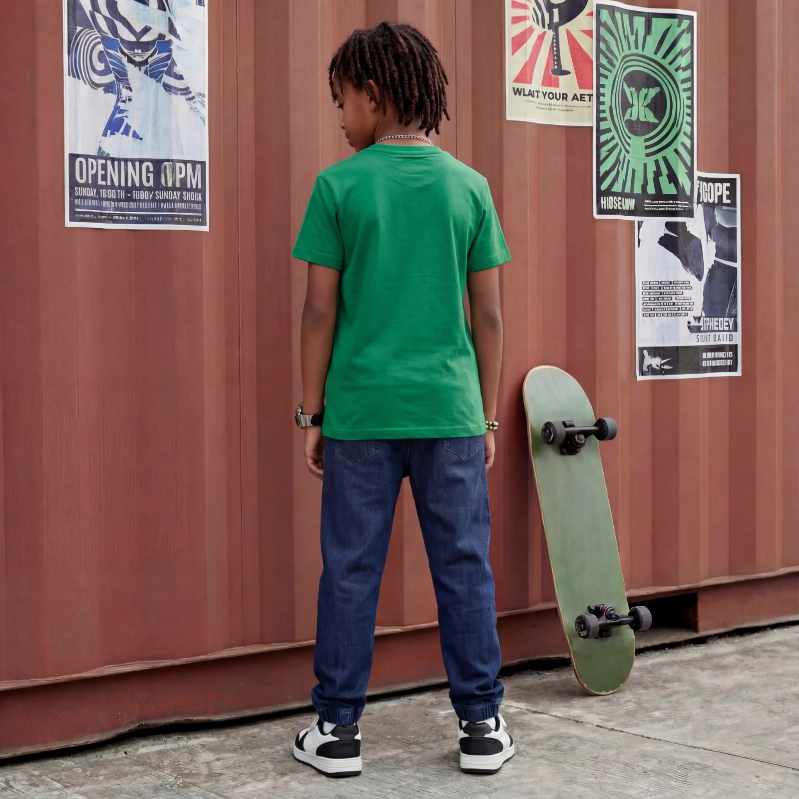 Kid's Green Slim Fit Printed T-Shirts - Image 4