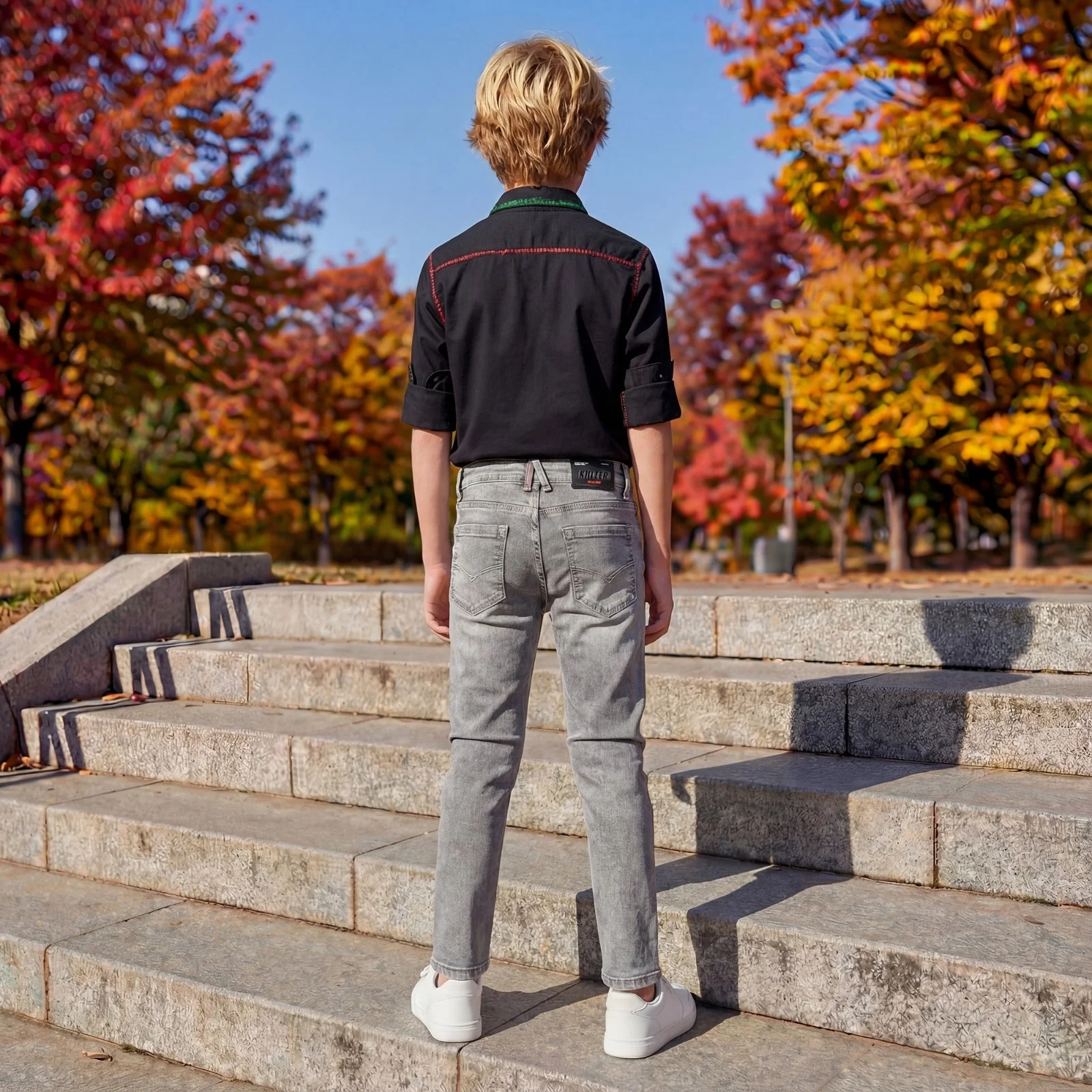 Kid's Grey Slim Fit Jeans - Image 4