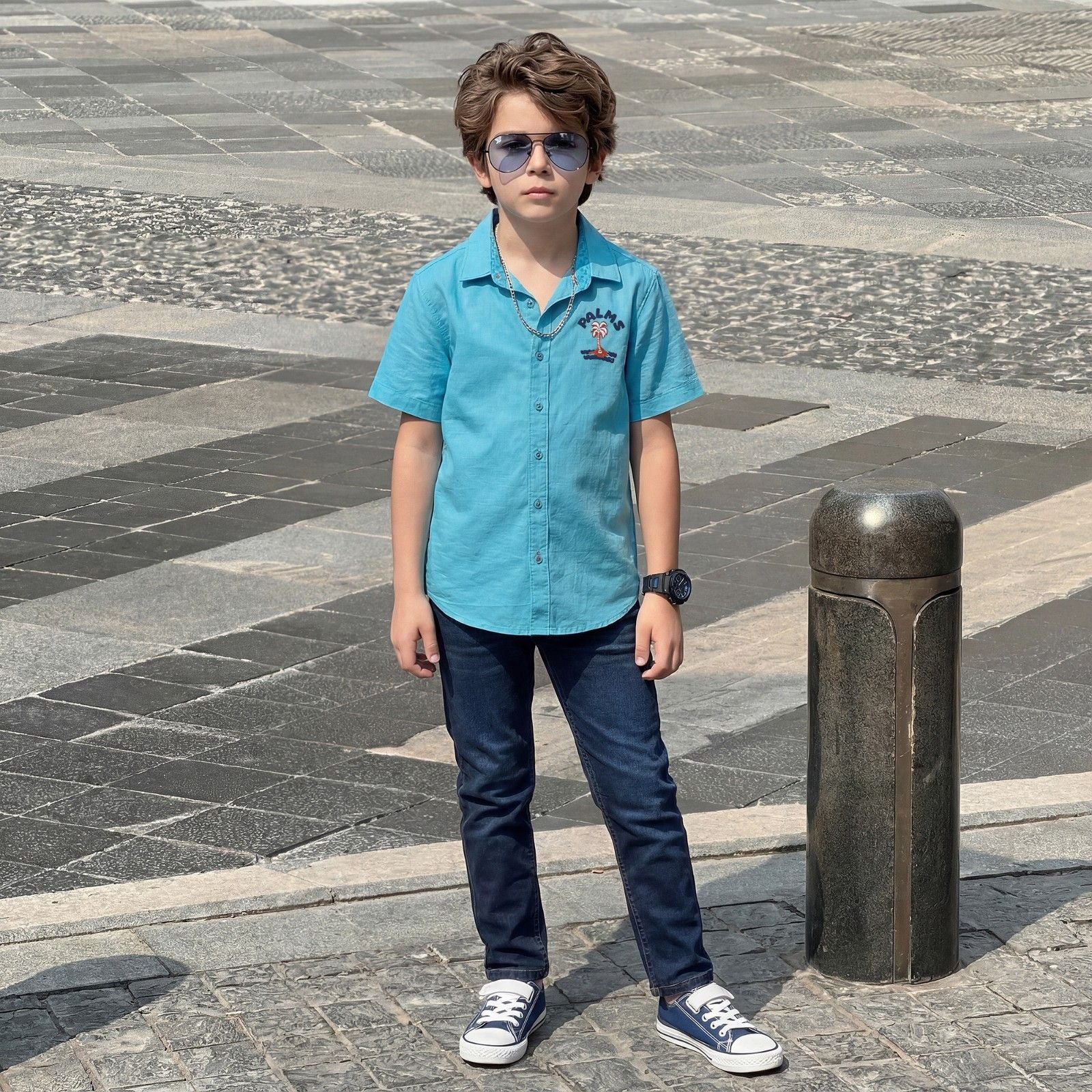 Kid's Aqua Regular Fit Shirts - Image 3