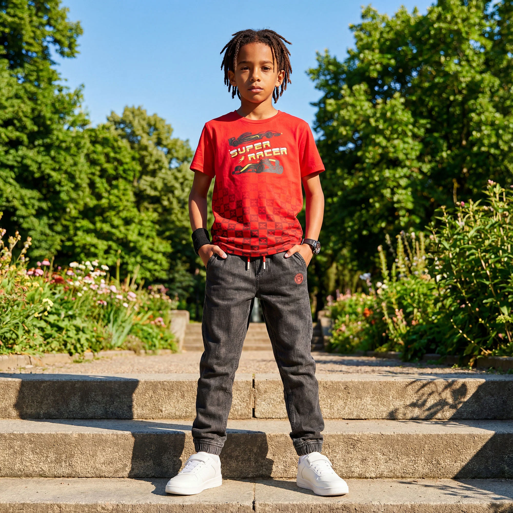 Kid's Black Solid Joggers - Image 3