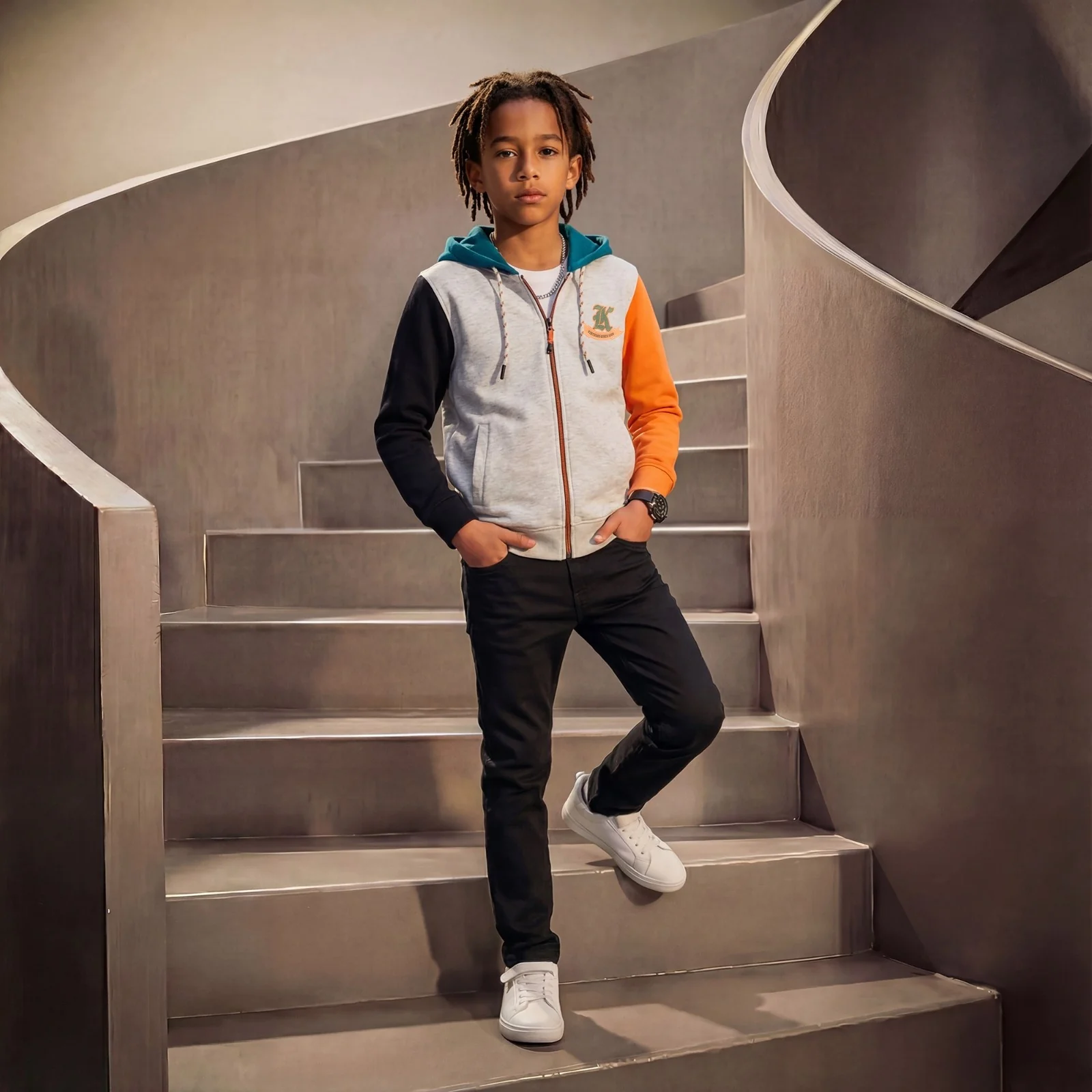 Kid's Black Slim Fit Trousers - Image 3