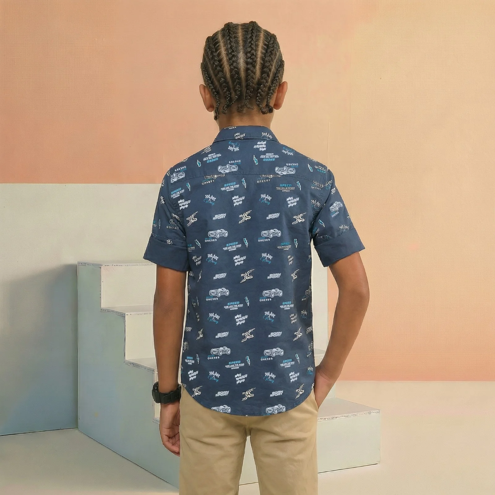 Kid's Blue Slim Fit Shirts - Image 2