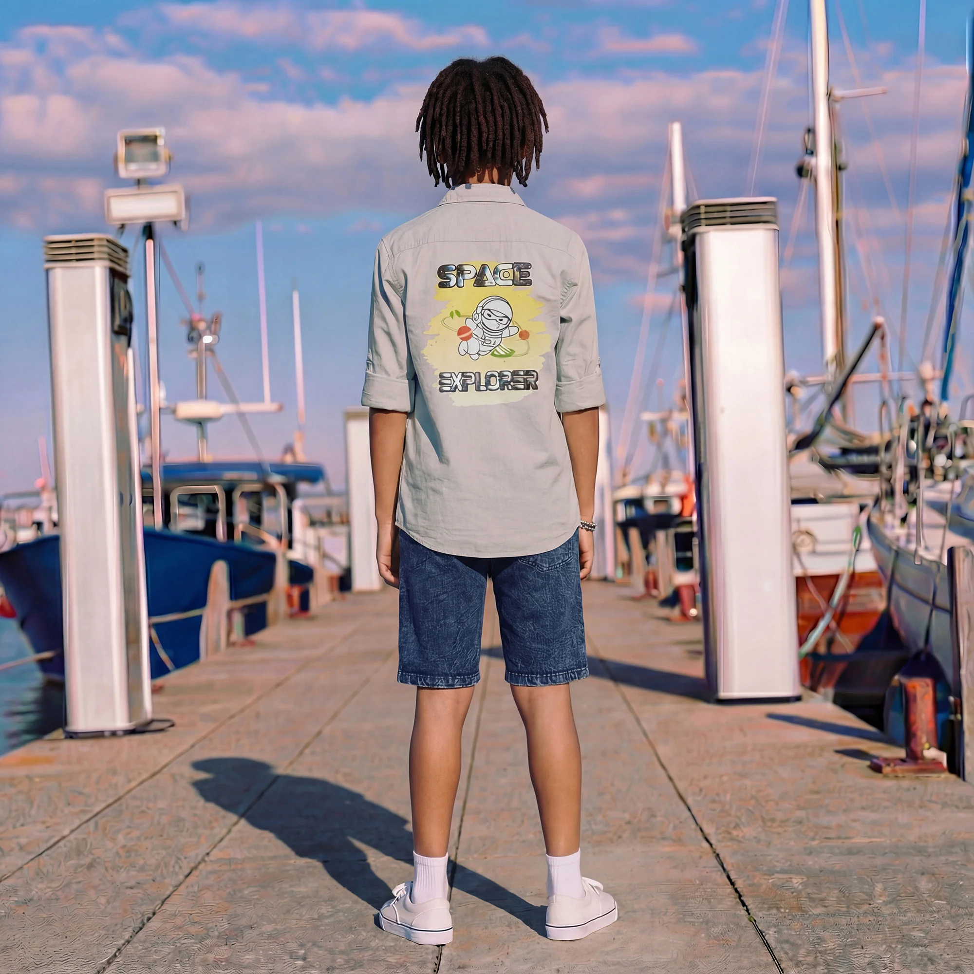 Kid's Grey Regular Fit Shirts - Image 4