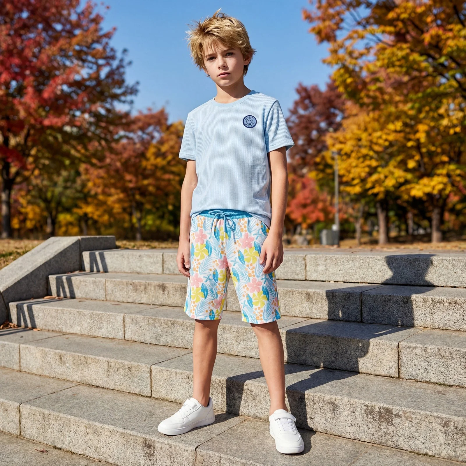 Kid's Light Blue Slim Fit T-Shirts - Image 3