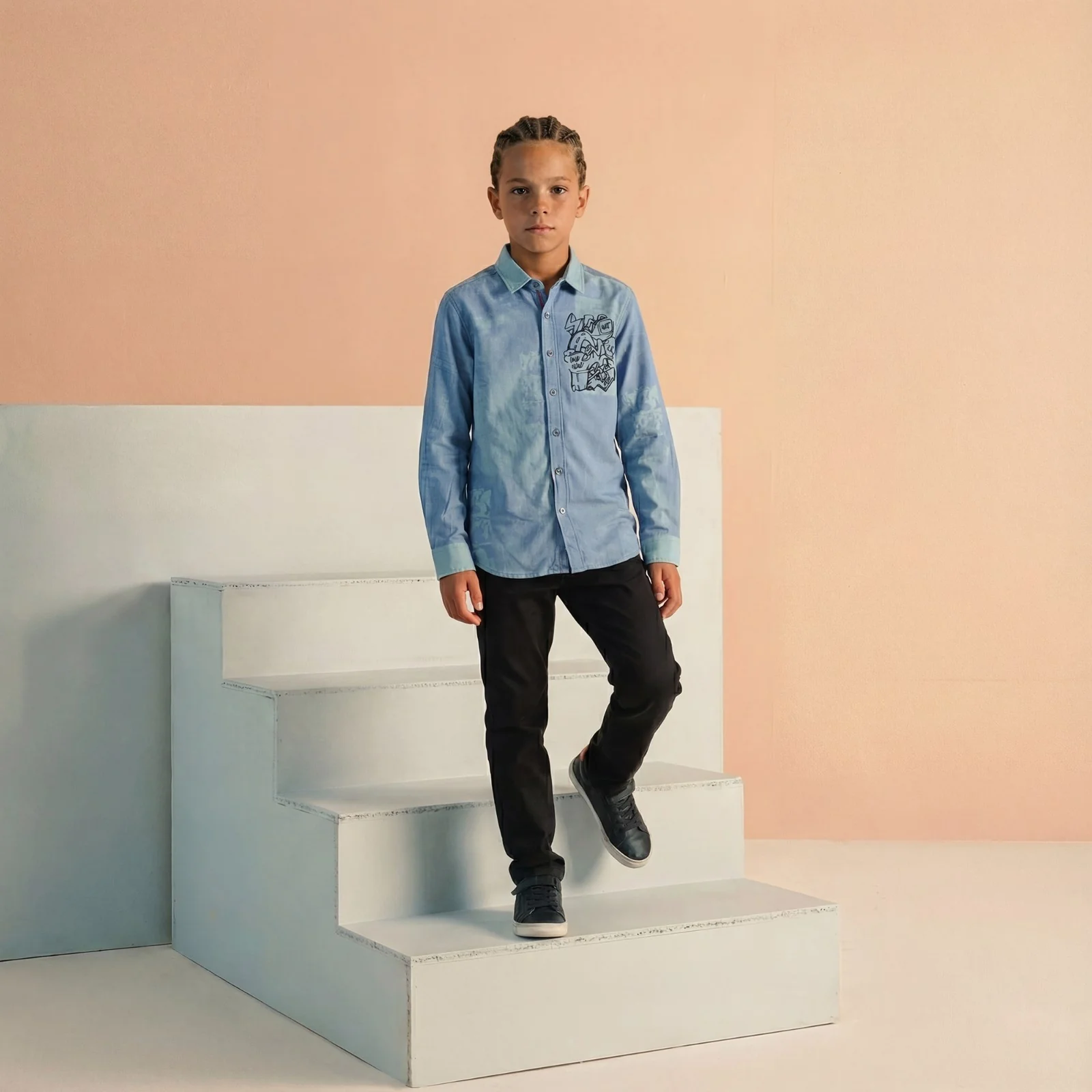 Kid's Light Blue Regular Fit Shirts - Image 4
