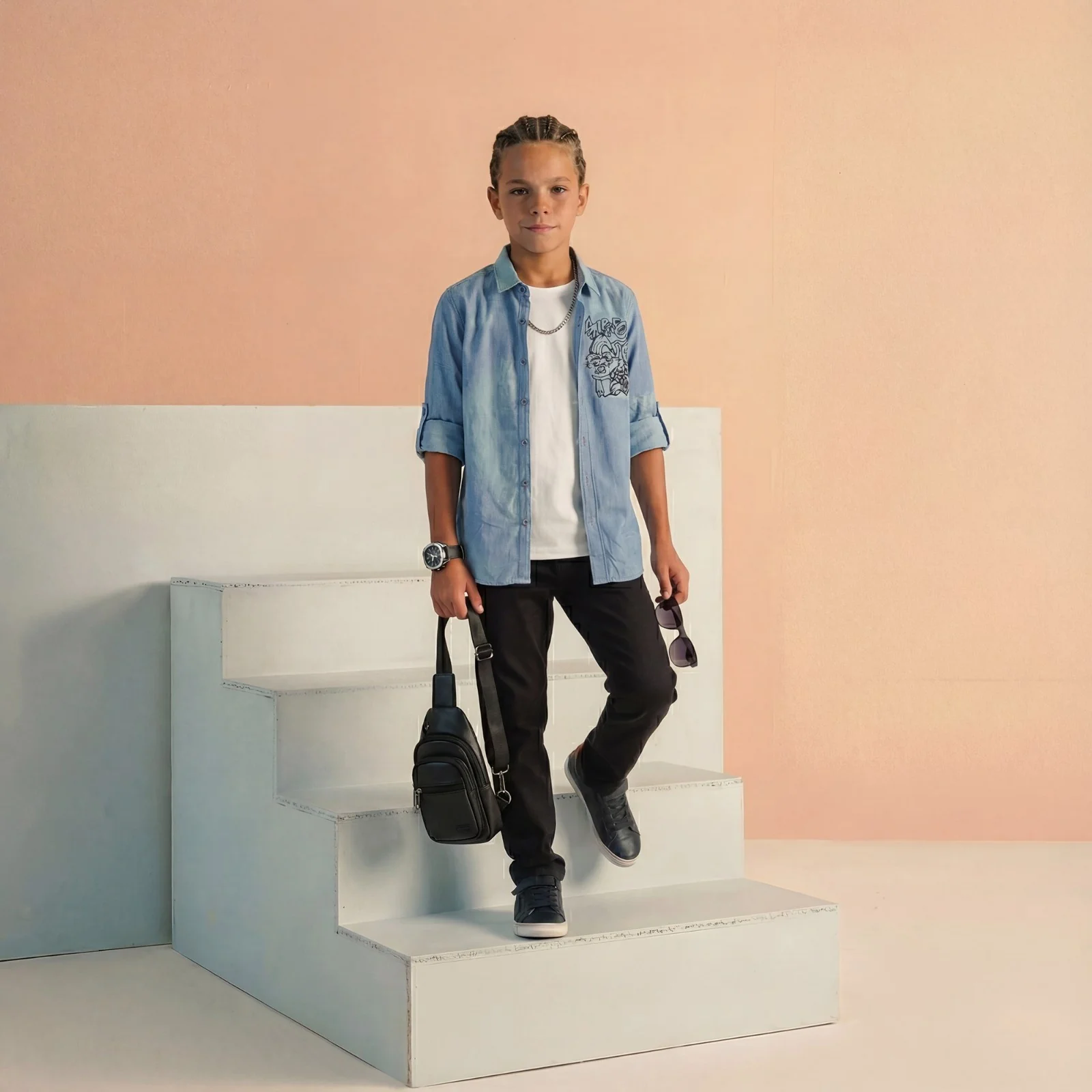 Kid's Light Blue Regular Fit Shirts - Image 5