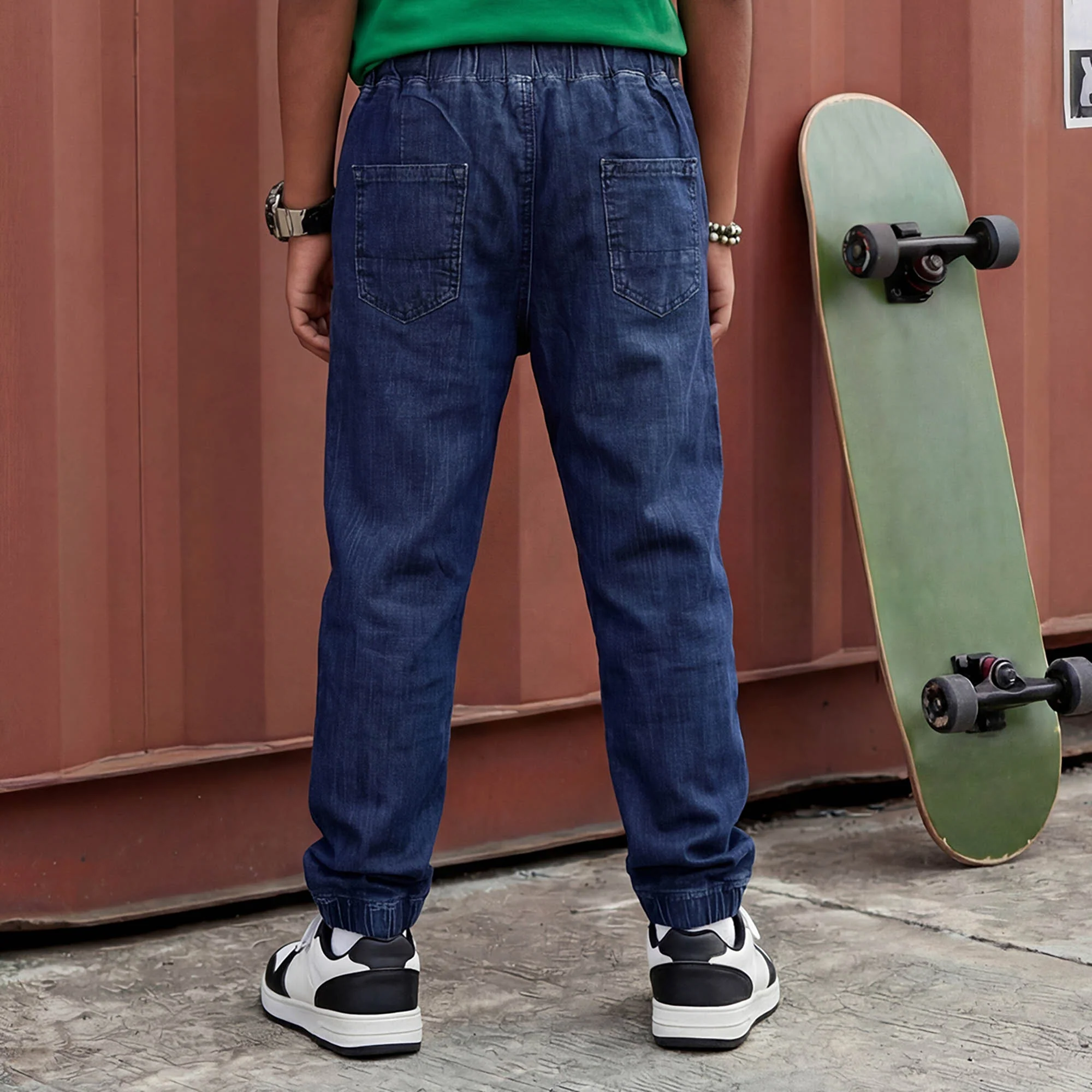 Kid's Navy Solid Joggers - Image 2