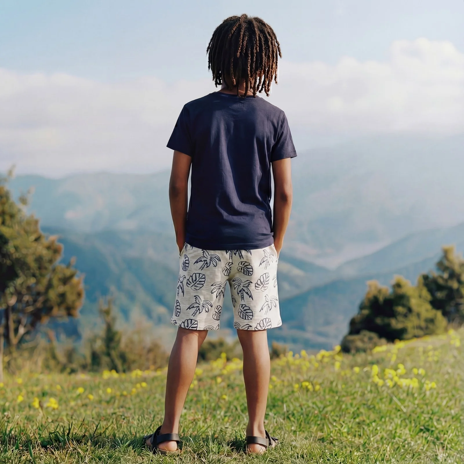 Kid's Navy Slim Fit Printed T-Shirts - Image 4