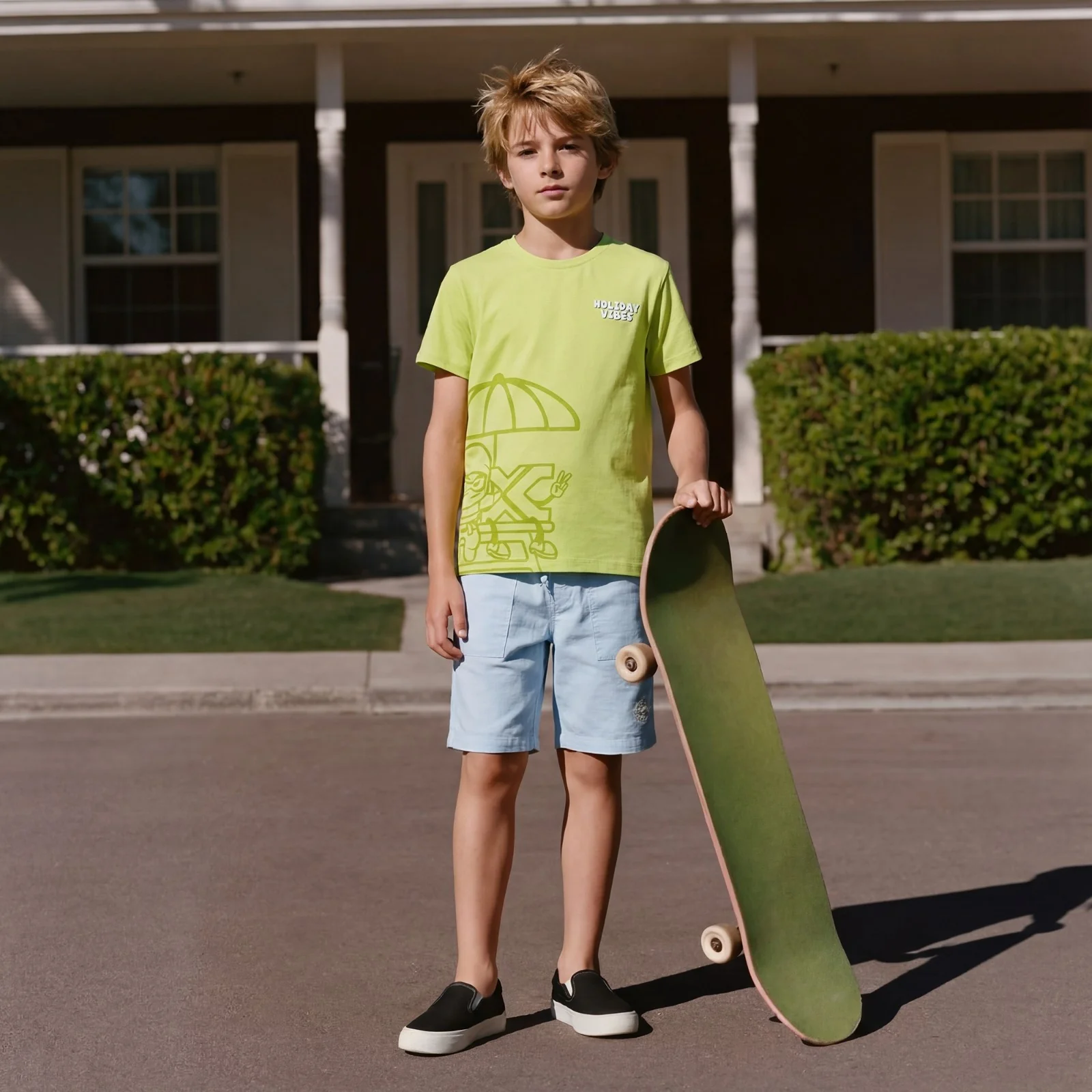 Kid's Green Slim Fit Printed T-Shirts - Image 3