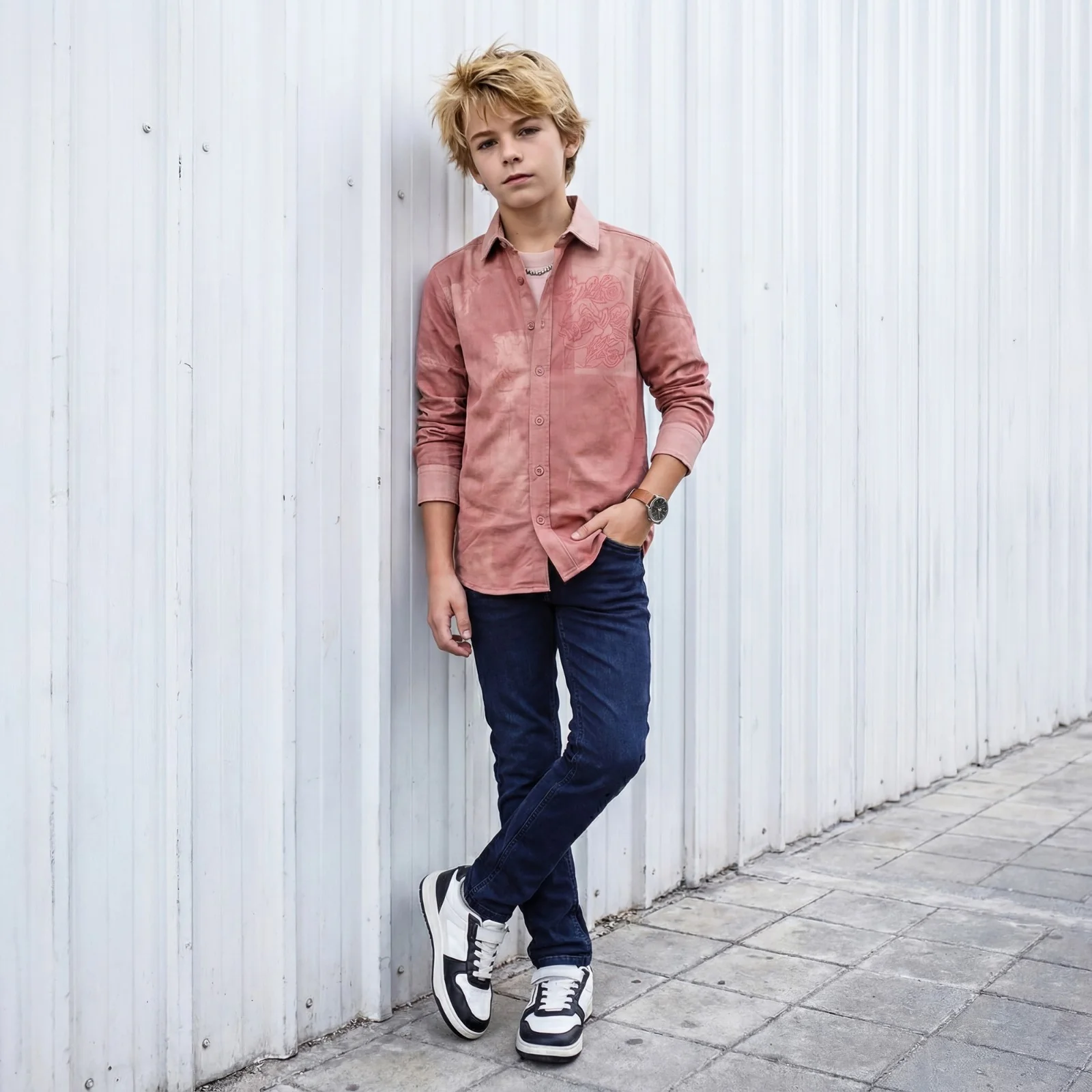 Kid's Peach Regular Fit Shirts - Image 3