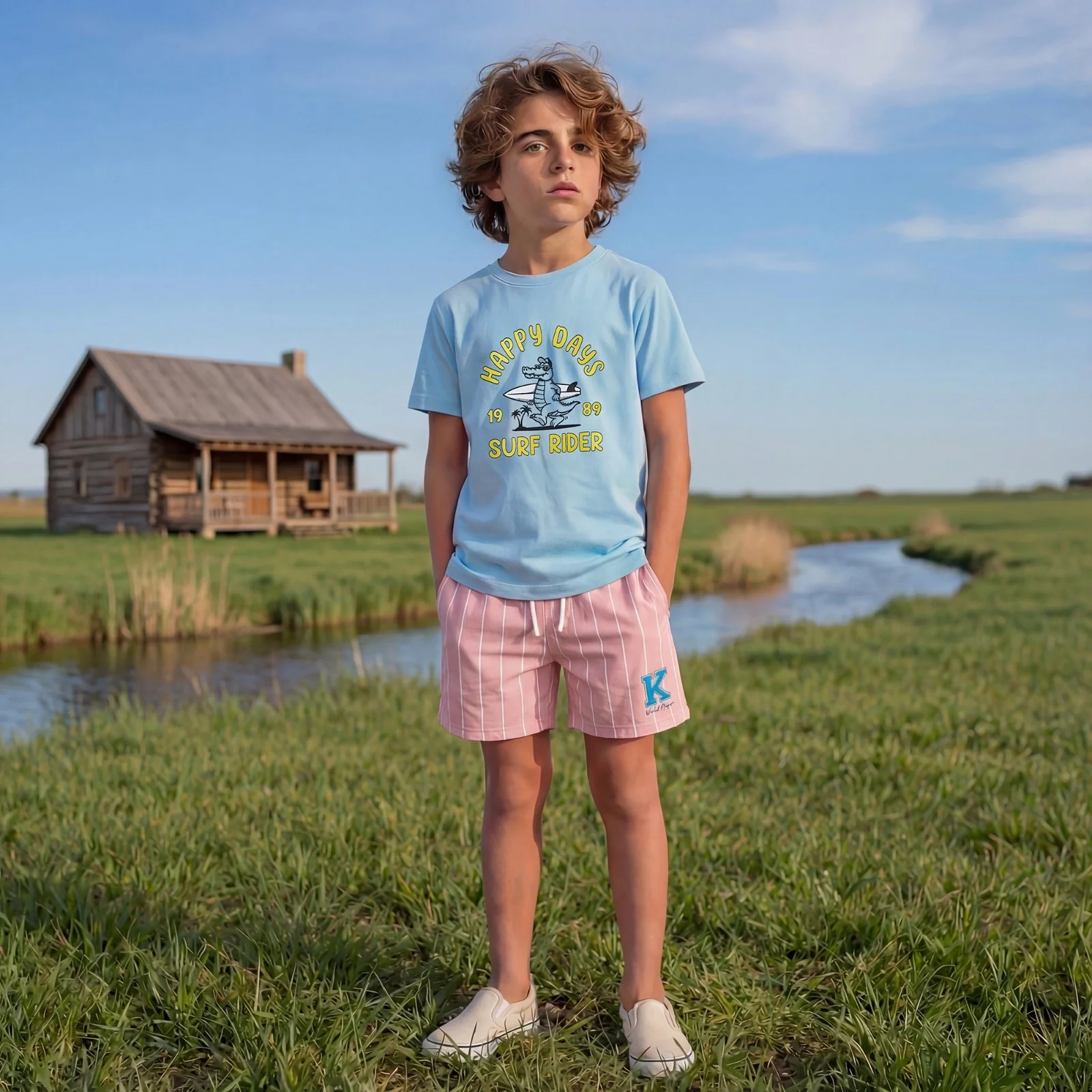 Kid's Pink Striped Shorts - Image 3