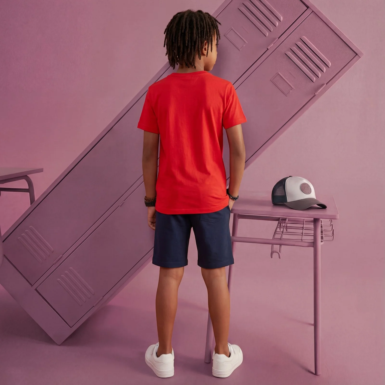 Kid's Red Slim Fit Printed T-Shirts - Image 4