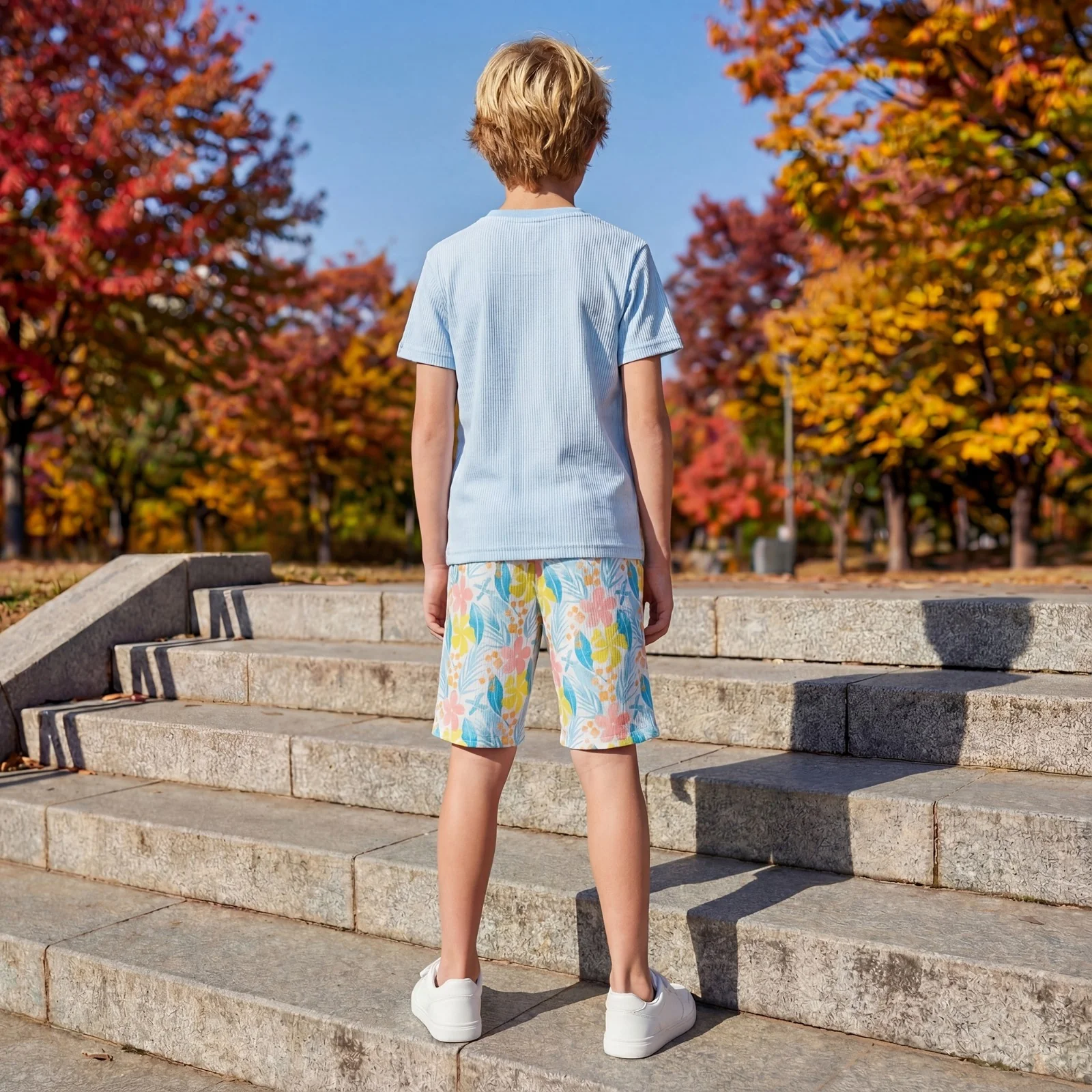 Kid's White Printed Shorts - Image 4