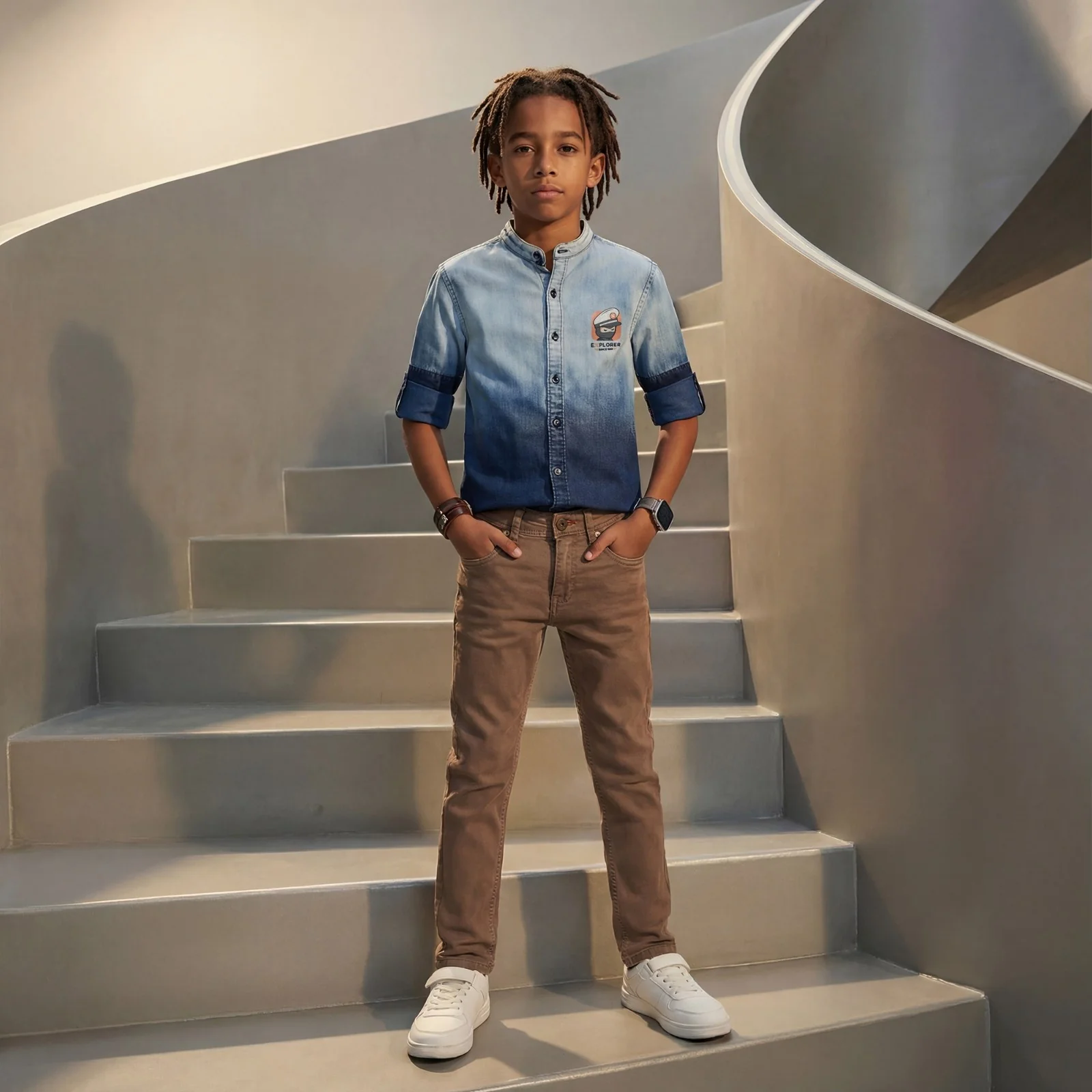 Kid's Khaki Slim Fit Jeans - Image 3