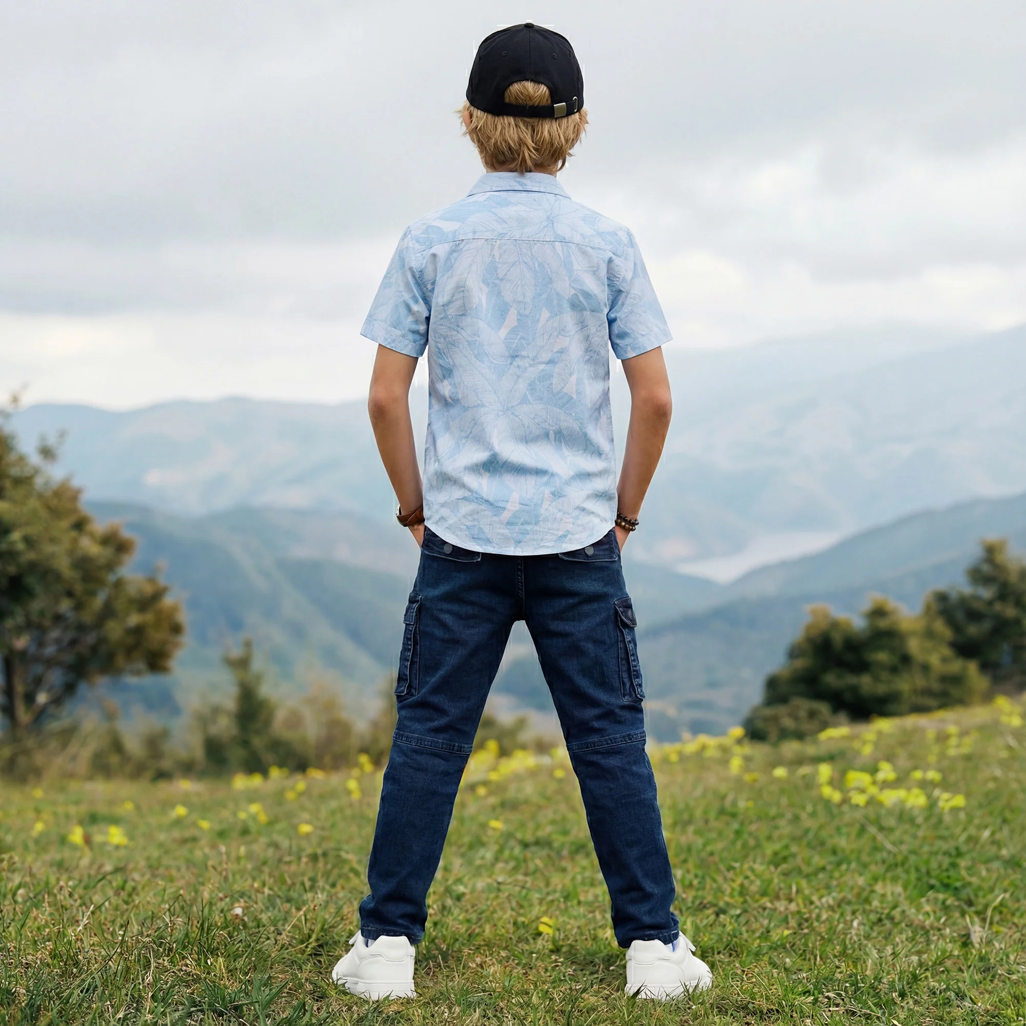 Kid's Light Blue Regular Fit Shirts - Image 3