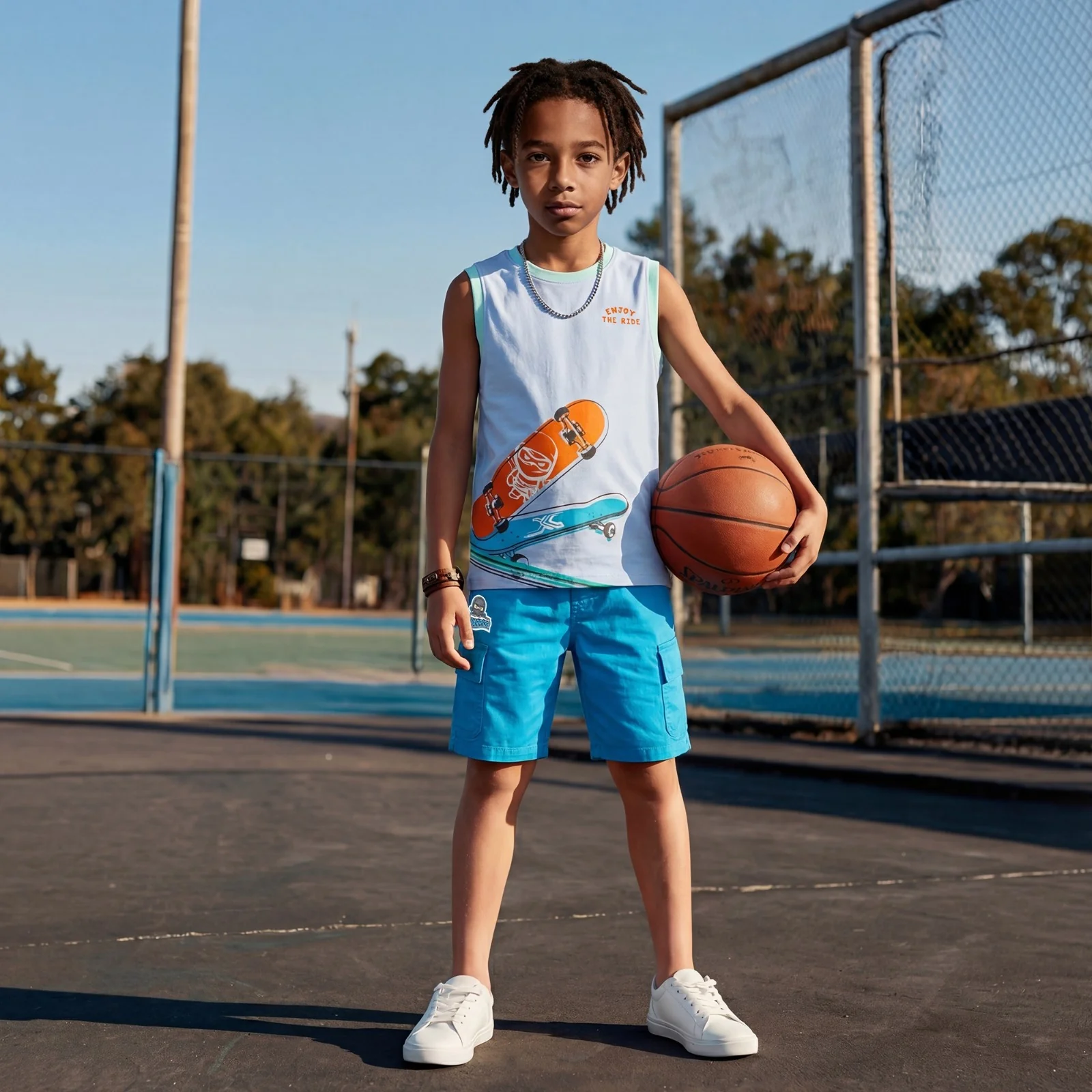 Kid's Light Blue Slim Fit Sleeveless T-Shirts - Image 3