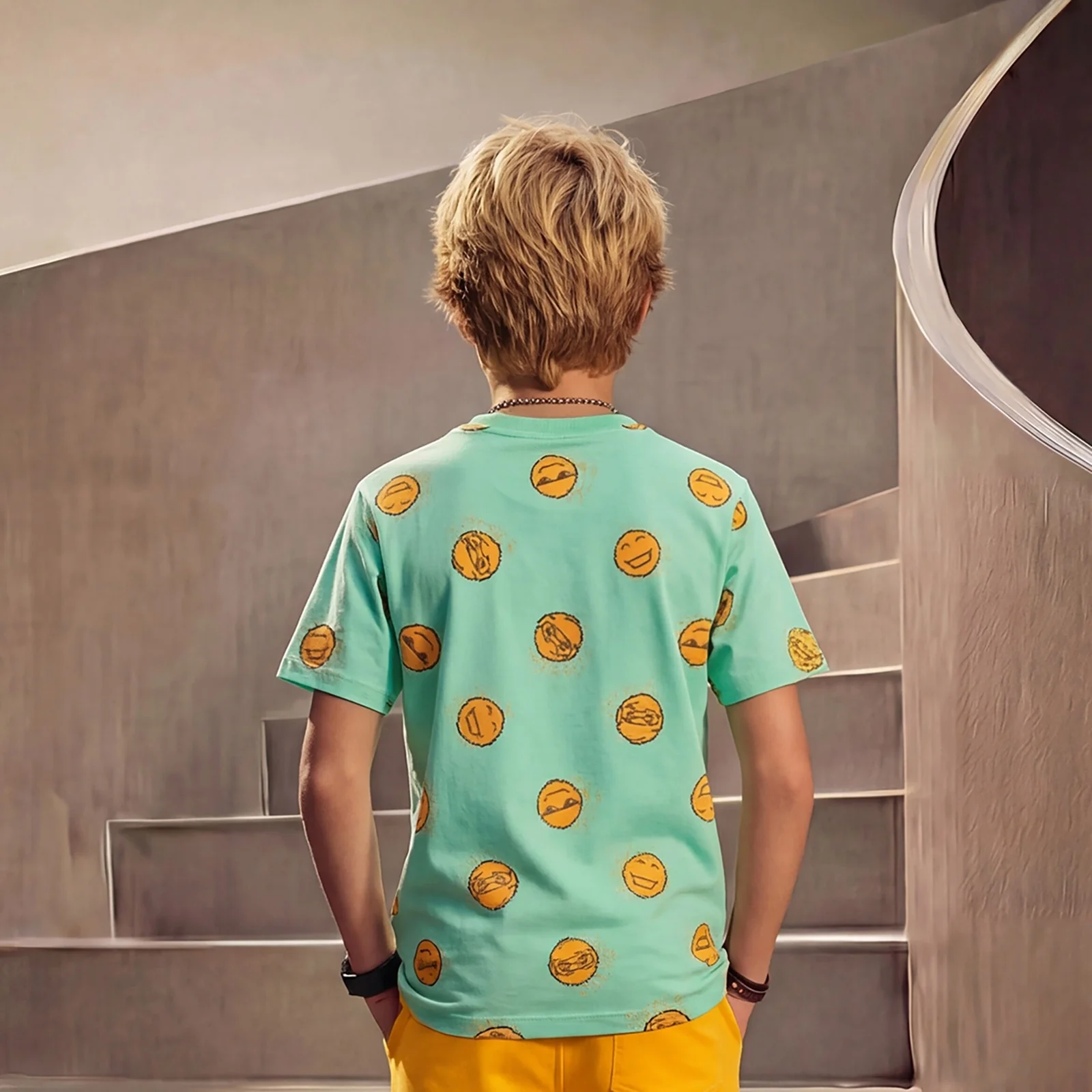 Kid's Light Green Oversize Printed T-Shirts - Image 2