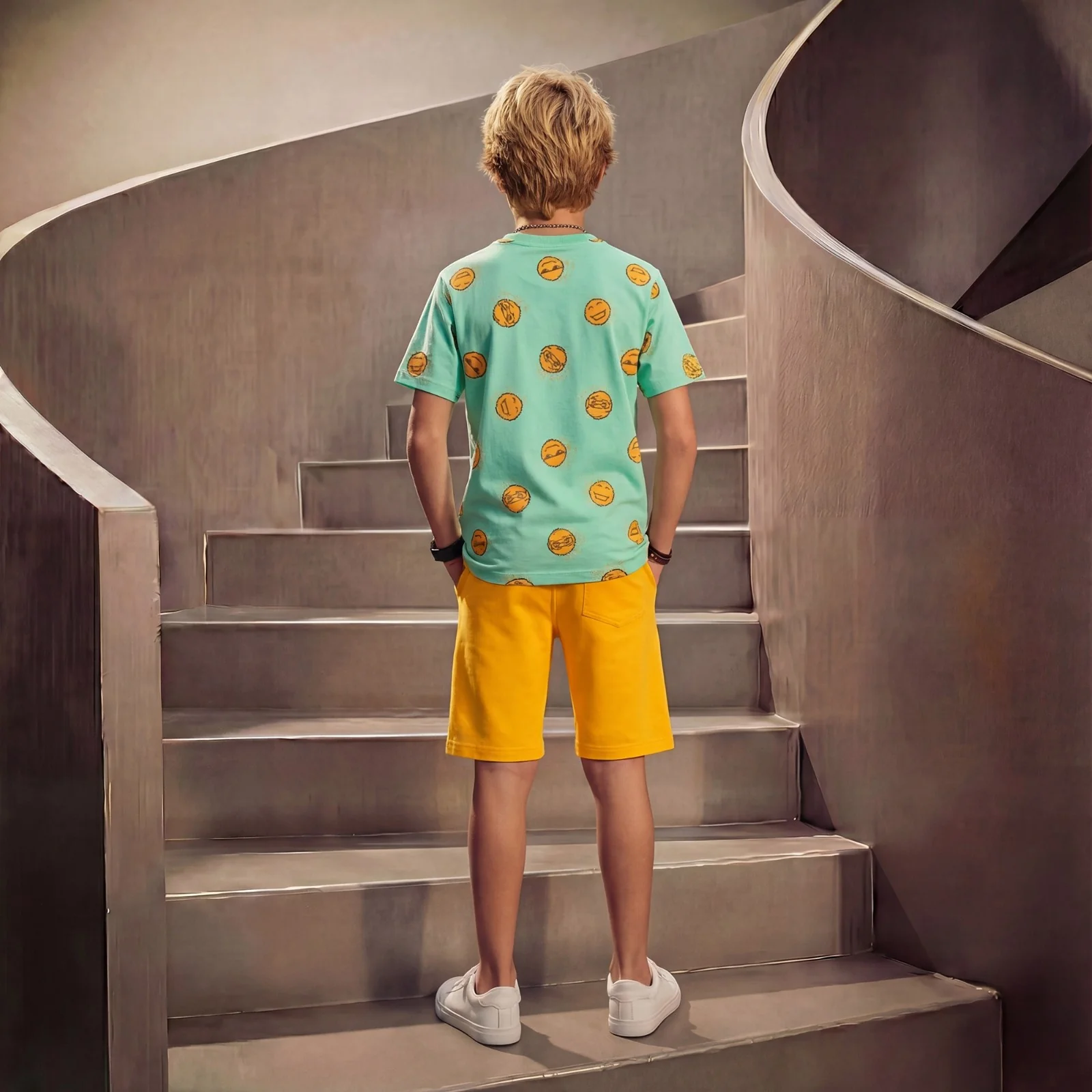Kid's Light Green Oversize Printed T-Shirts - Image 4