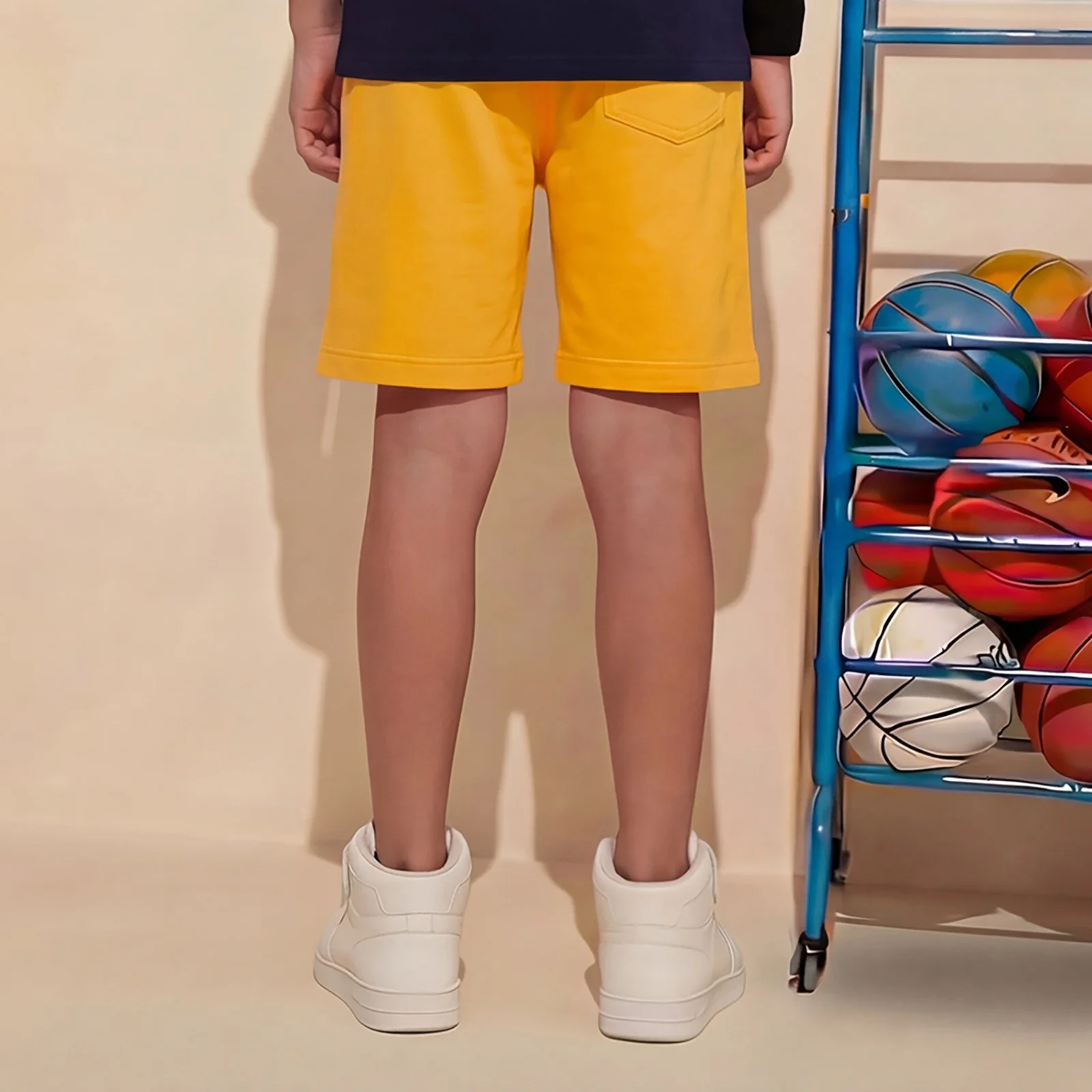 Kid's Mustard Solid Shorts - Image 2