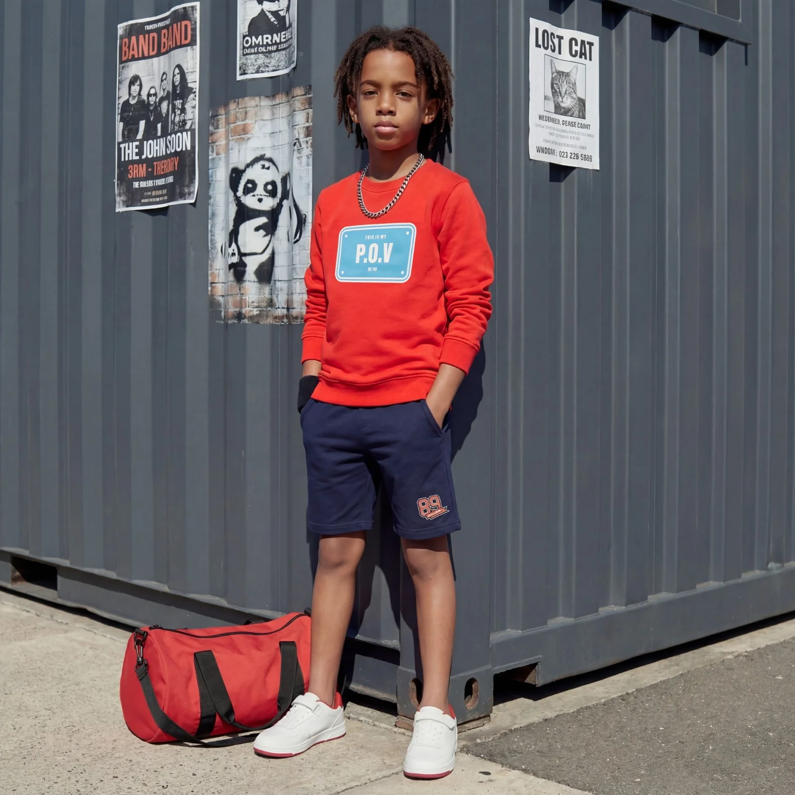 Kid's Navy Blue Solid Shorts - Image 3