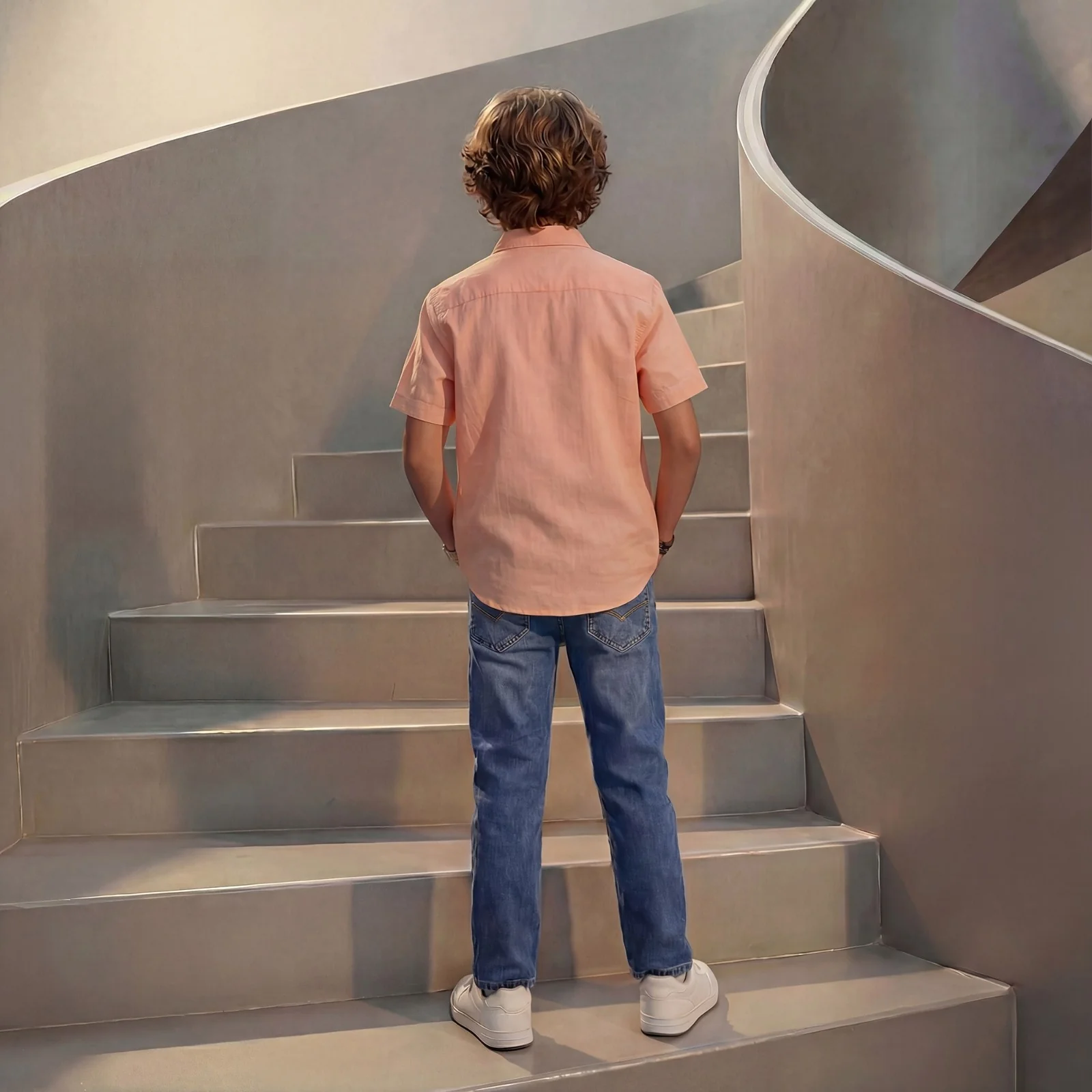 Kid's Peach Regular Fit Shirts - Image 4