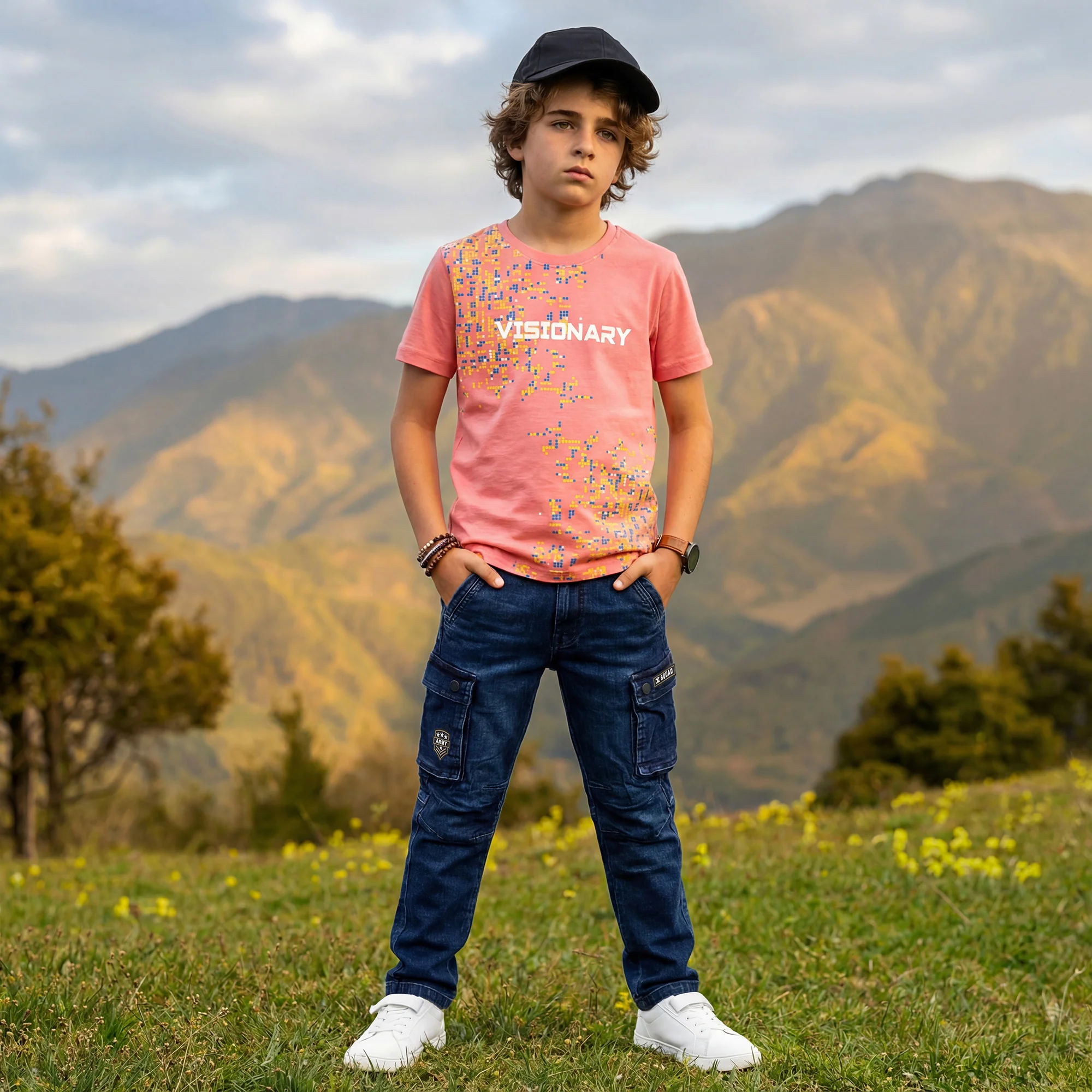 Kid's Pink Slim Fit Printed T-Shirts - Image 3