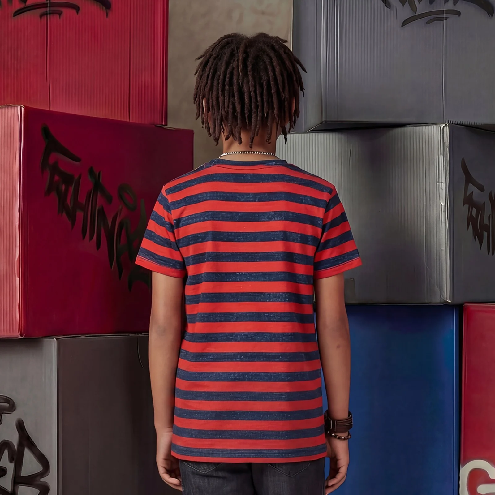 Kid's Red Slim Fit Printed T-Shirts - Image 2