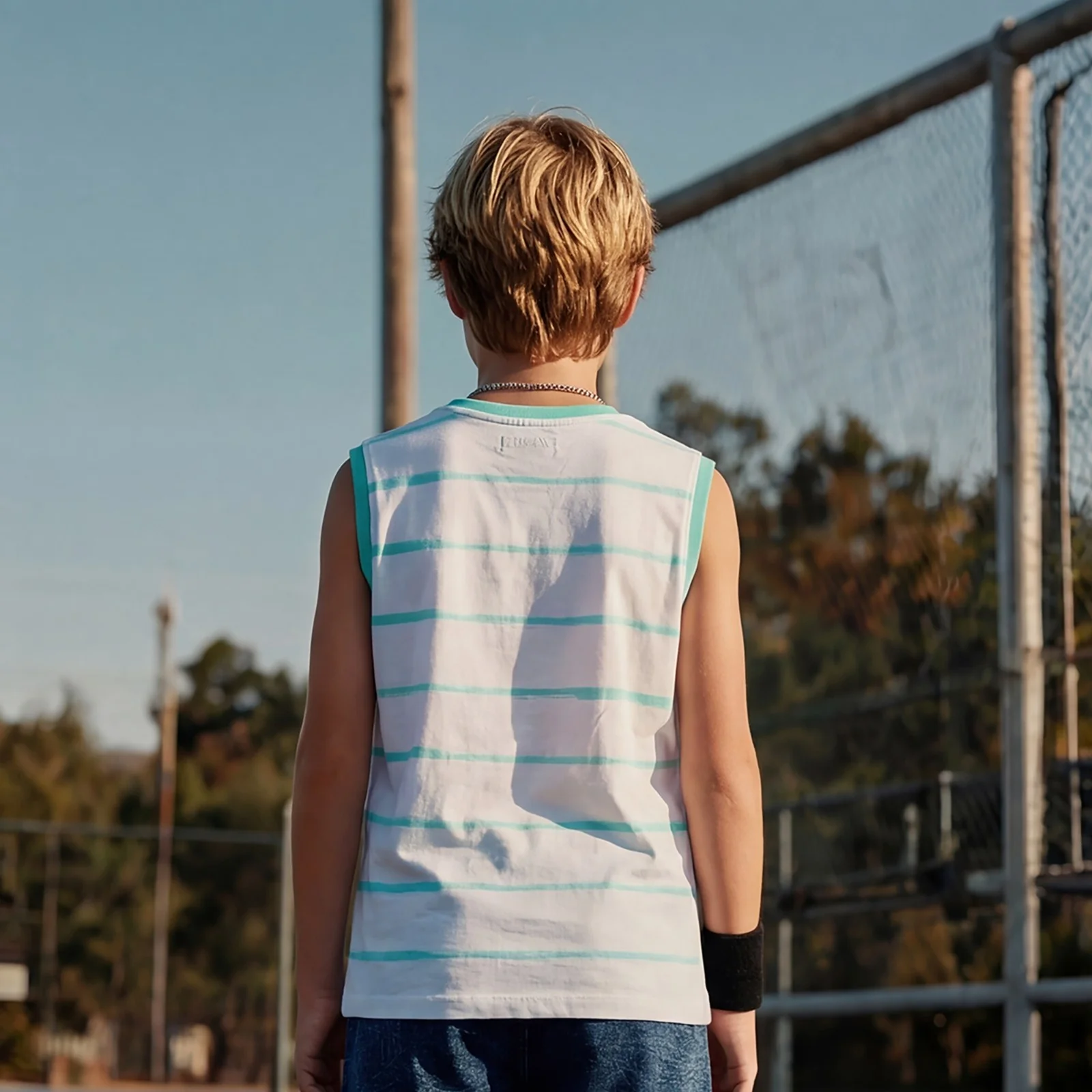 Kid's White Slim Fit Sleeveless T-Shirts - Image 2
