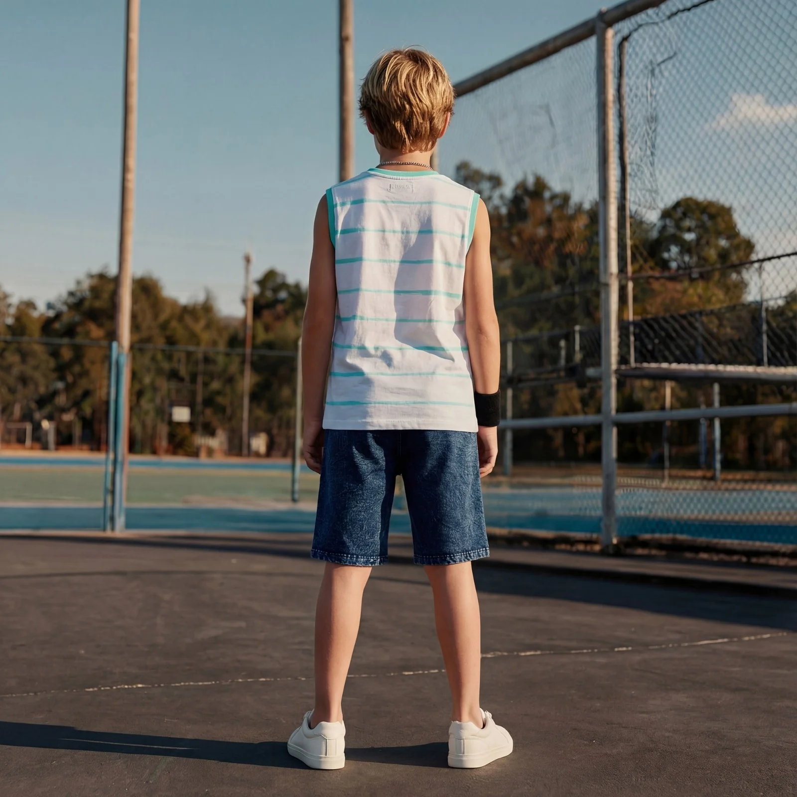 Kid's White Slim Fit Sleeveless T-Shirts - Image 4