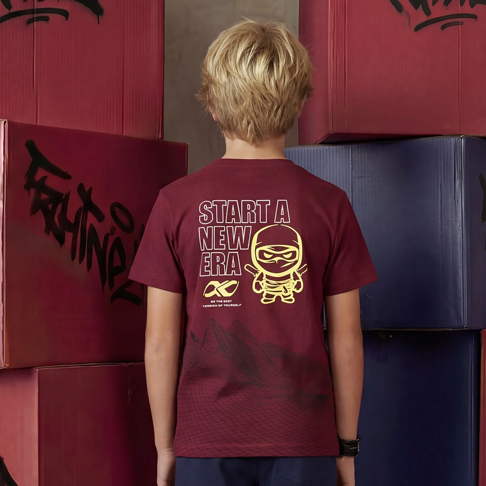 Kid's Wine Slim Fit Printed T-Shirts - Image 2