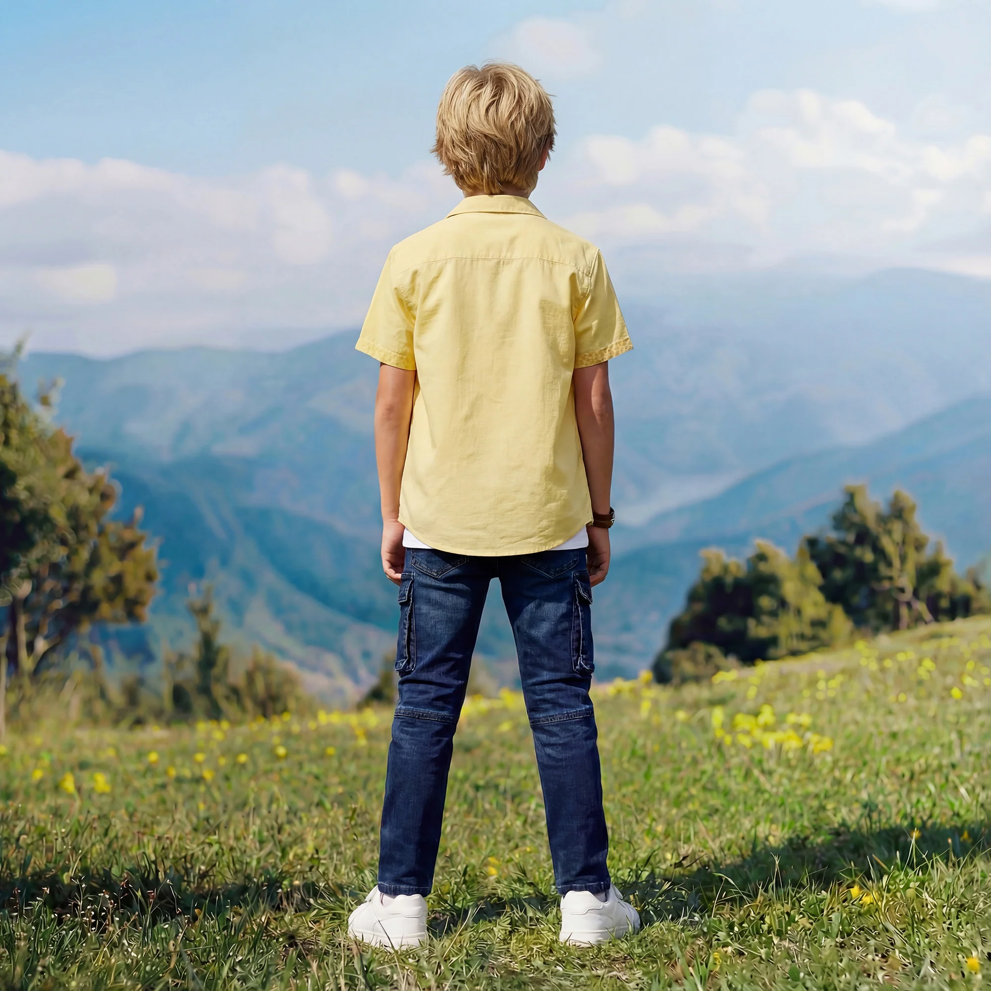 Kid's Yellow Regular Fit Shirts - Image 4